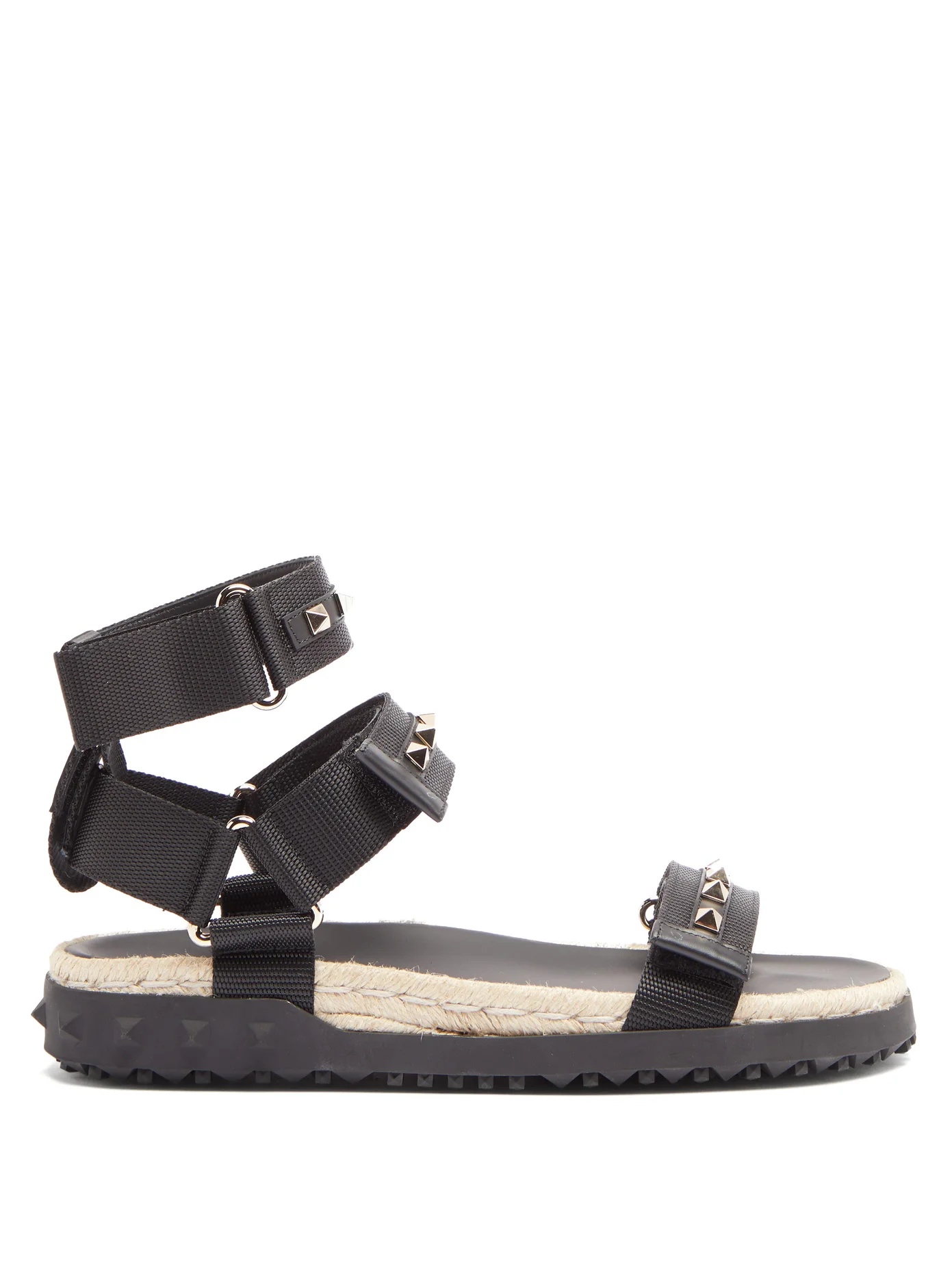 Rockstud canvas and jute sandals - 1