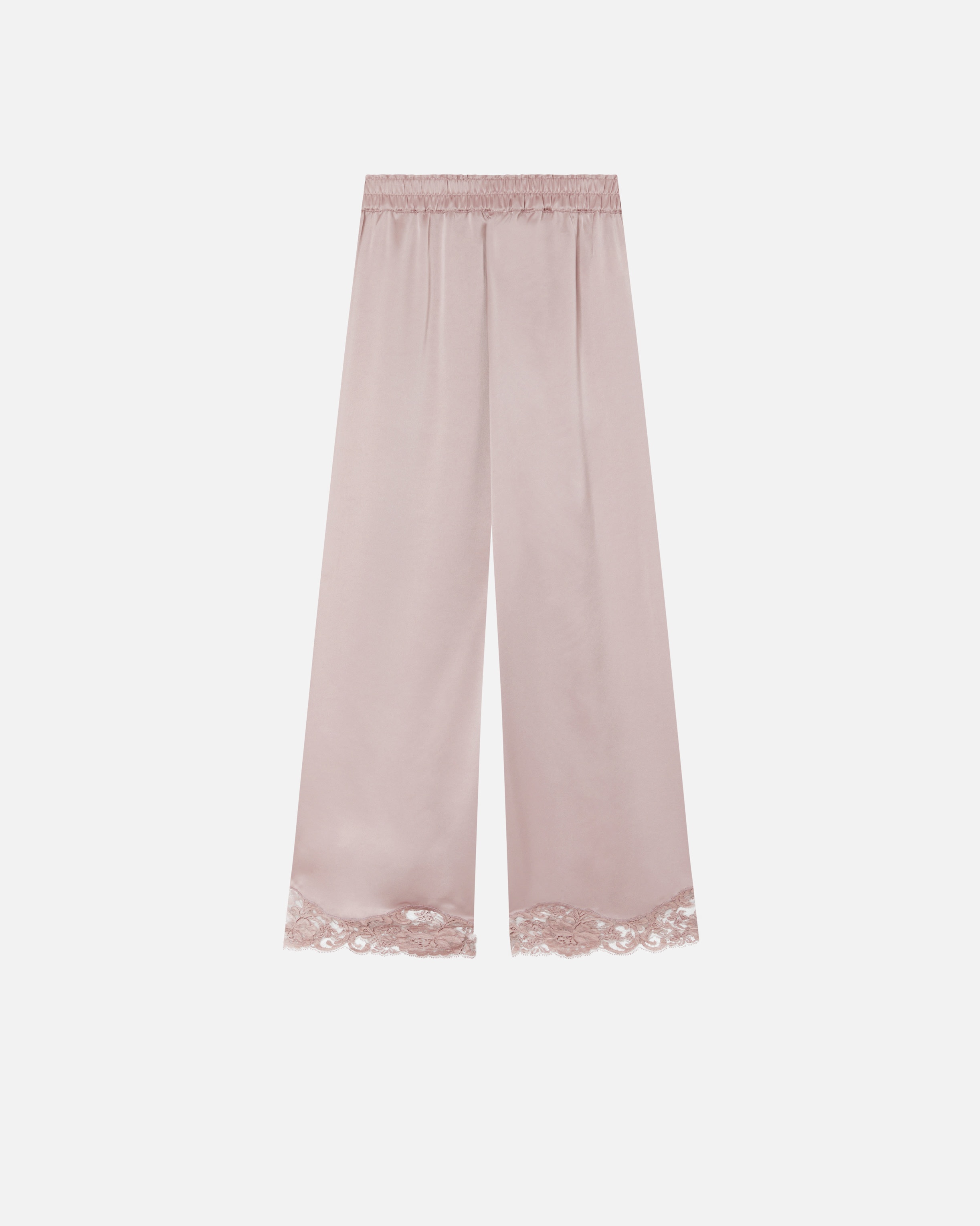 SATIN PALAZZO TROUSERS WITH LACE AT THE BOTTOM - 6