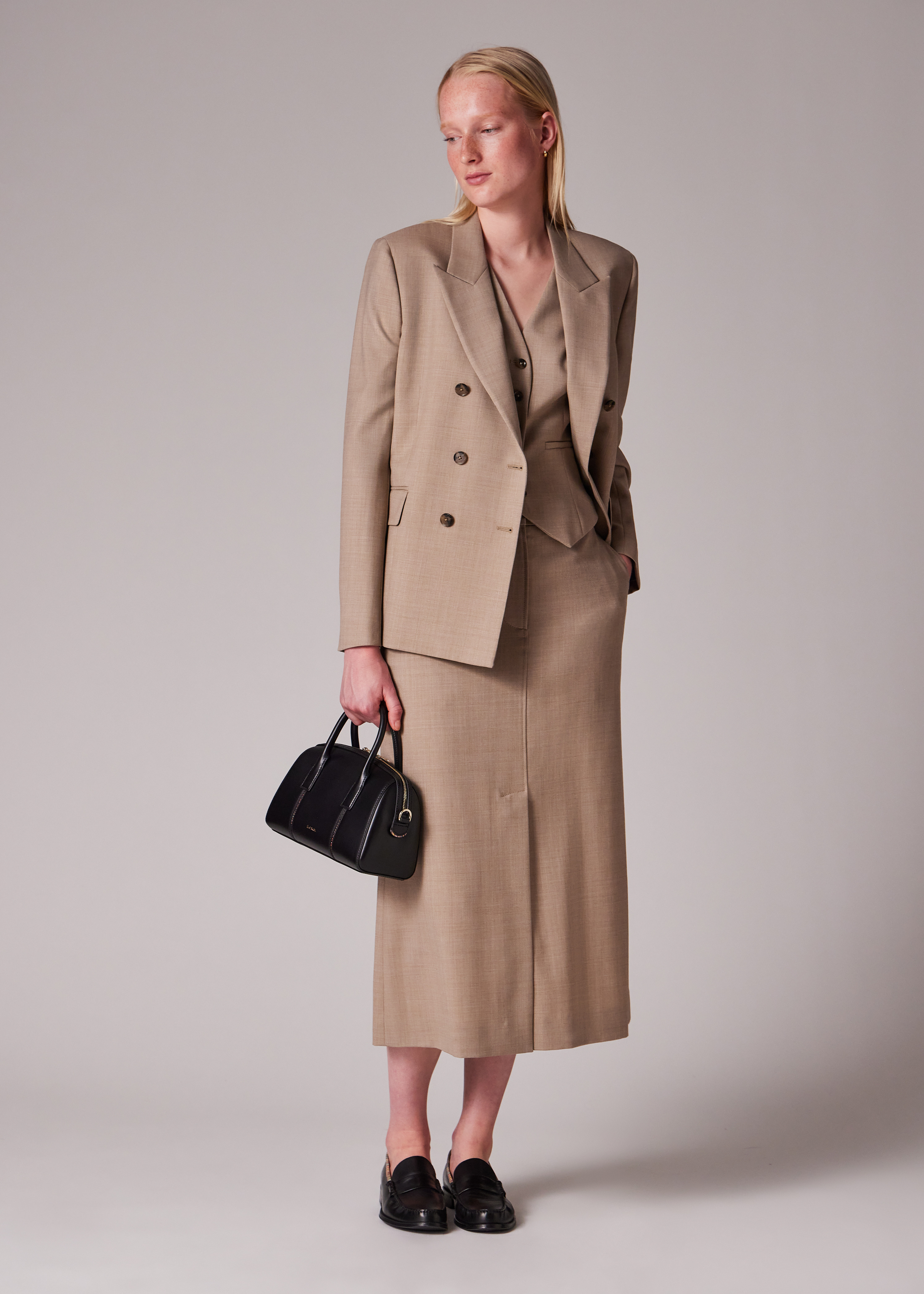 A Suit To Travel In - Women's Stone Wool Waistcoat & Tailored Skirt - 7