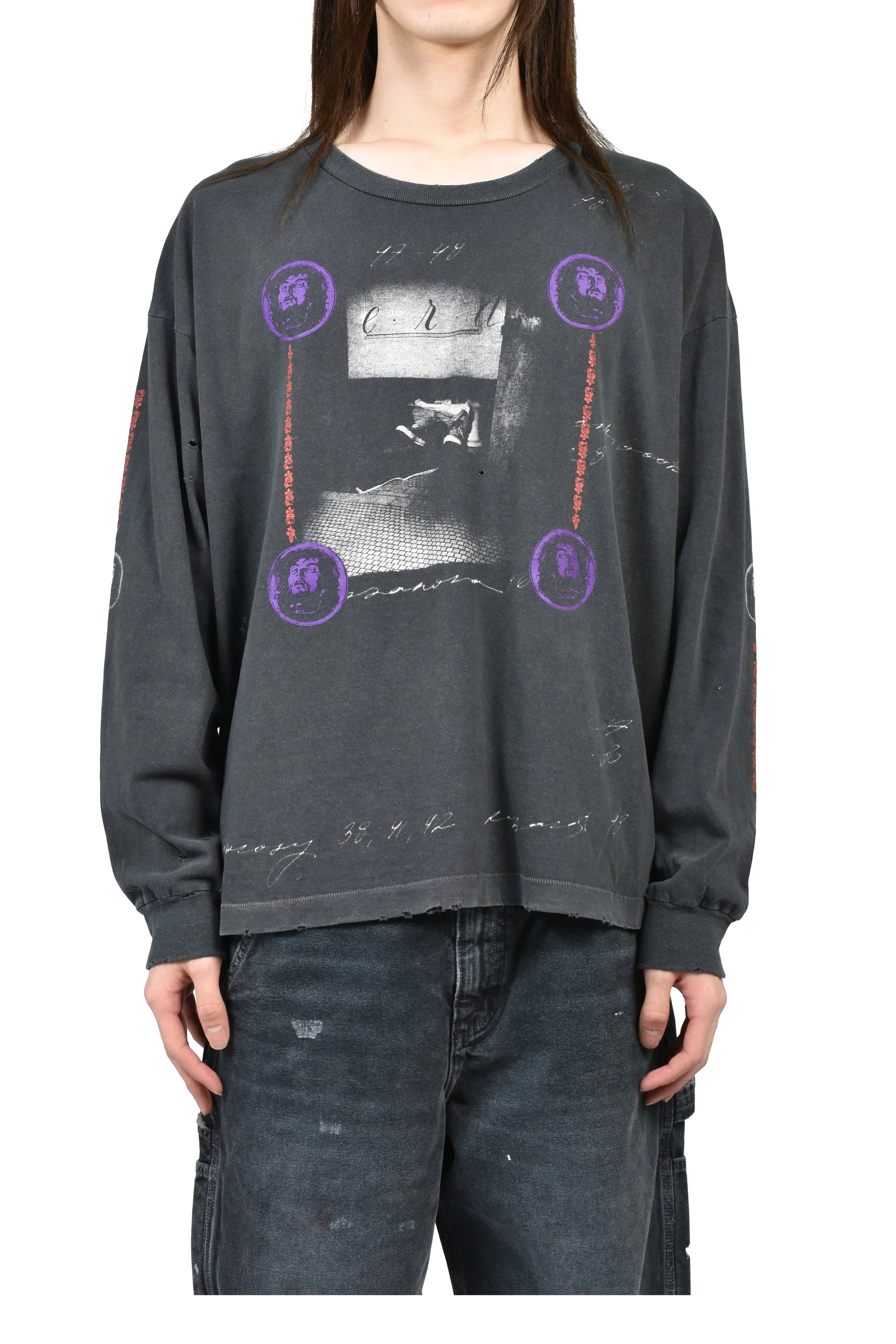 BATHROOM STALL LS T-SHIRT / VINTAGE BLK - 1