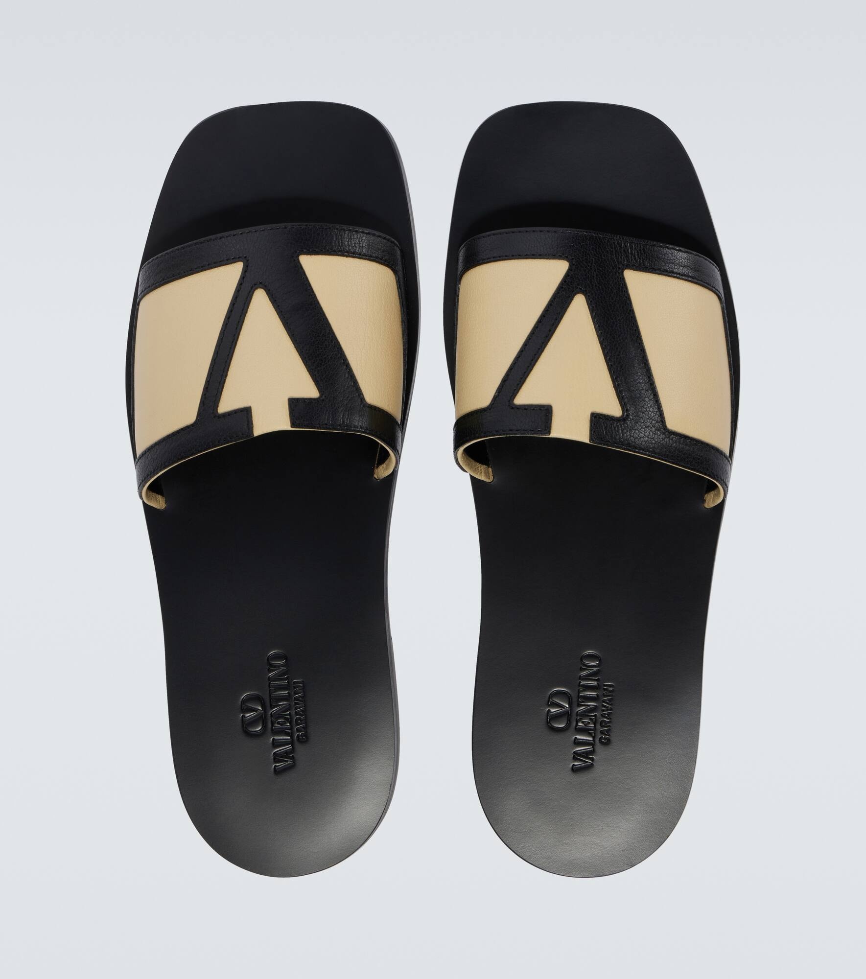 VLogo leather slides - 4