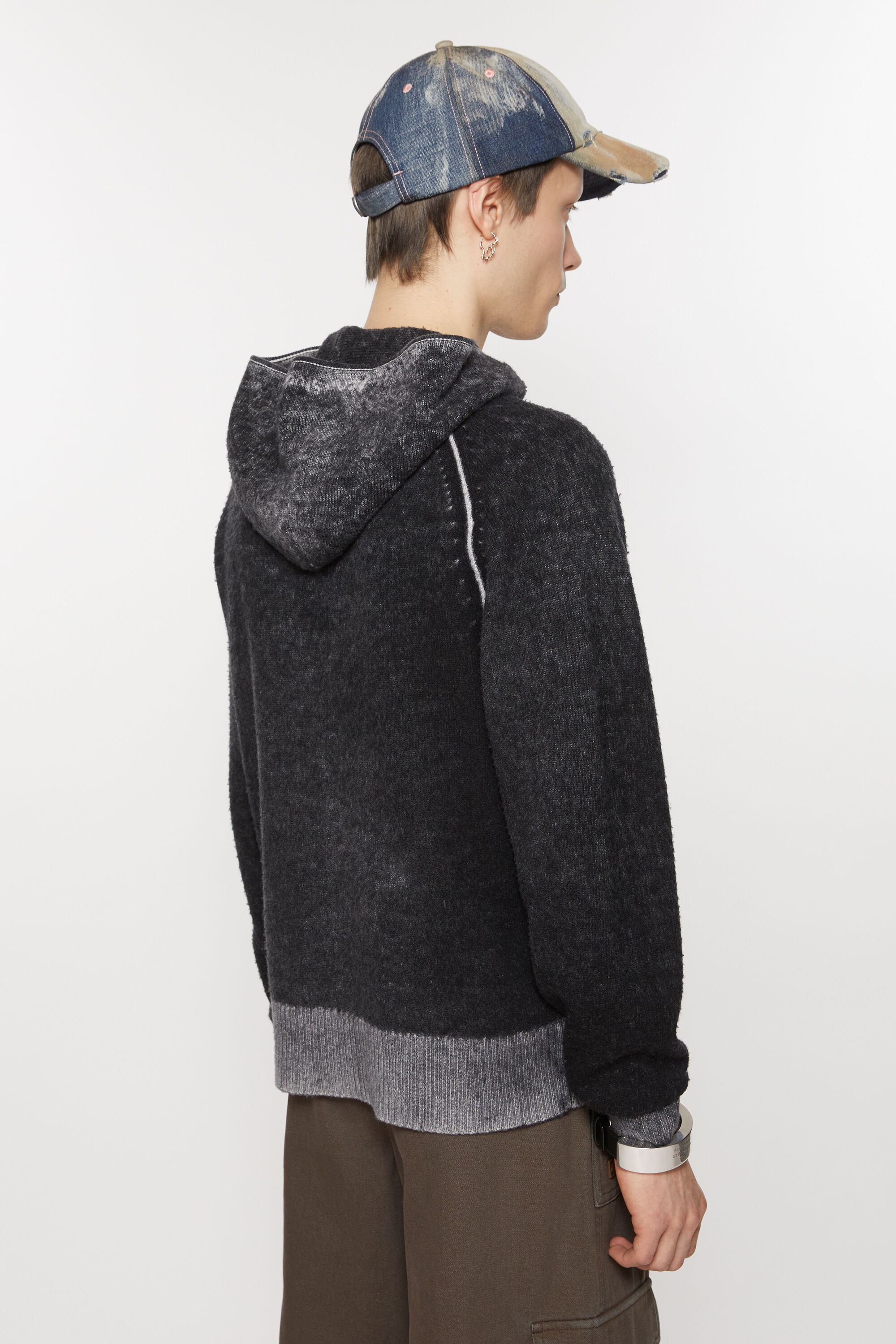 Hooded zipper sweater - Black - 3