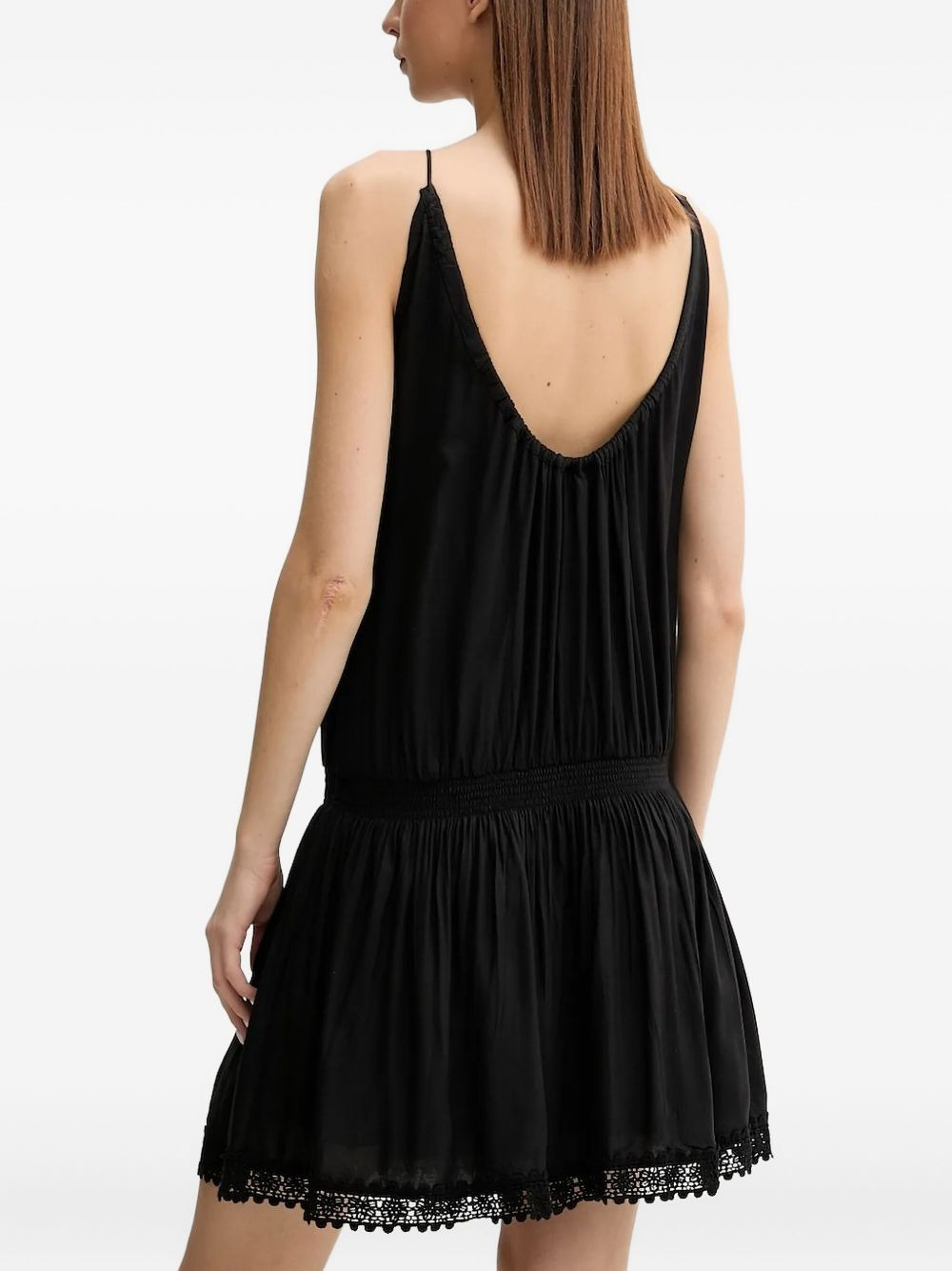 lace-insert button-front mini dress - 2