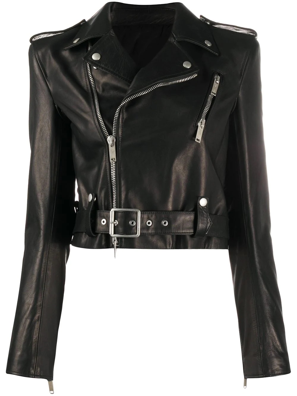 belt-detail biker jacket - 1