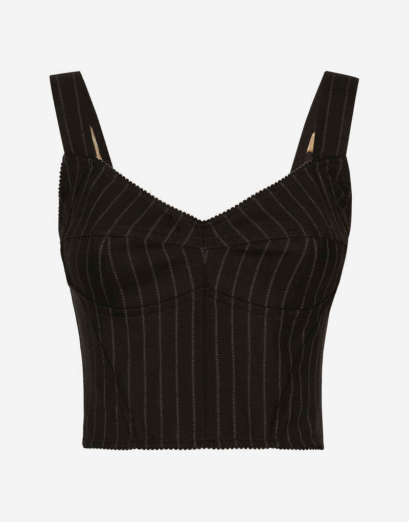 Pinstripe wool corset top 1