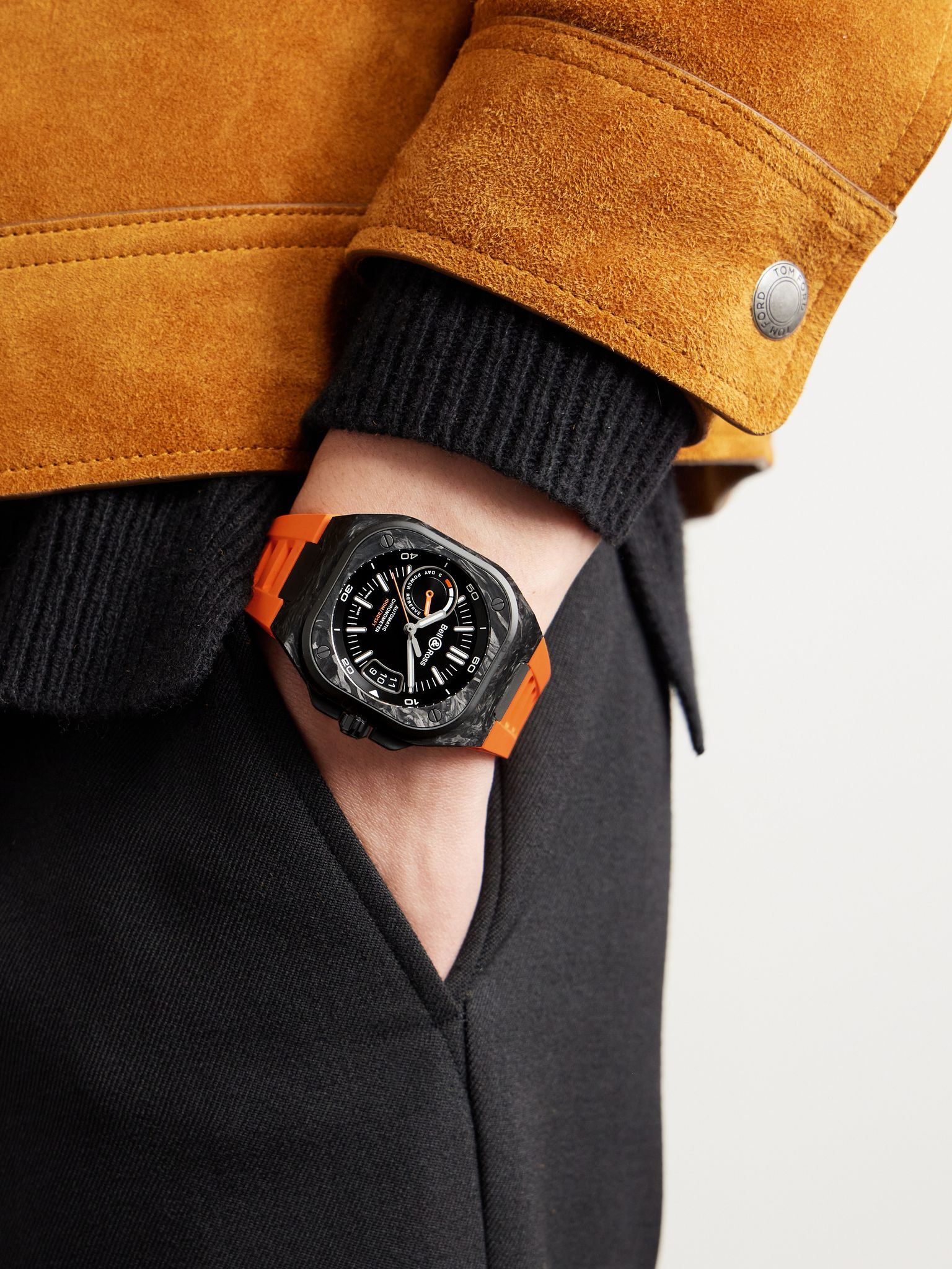 BR-X5 Carbon Orange Limited Edition Automatic Chronometer 41mm DLC-Coated Titanium and Rubber Watch, - 2