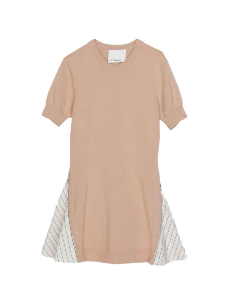 zip-detail striped mini dress 1
