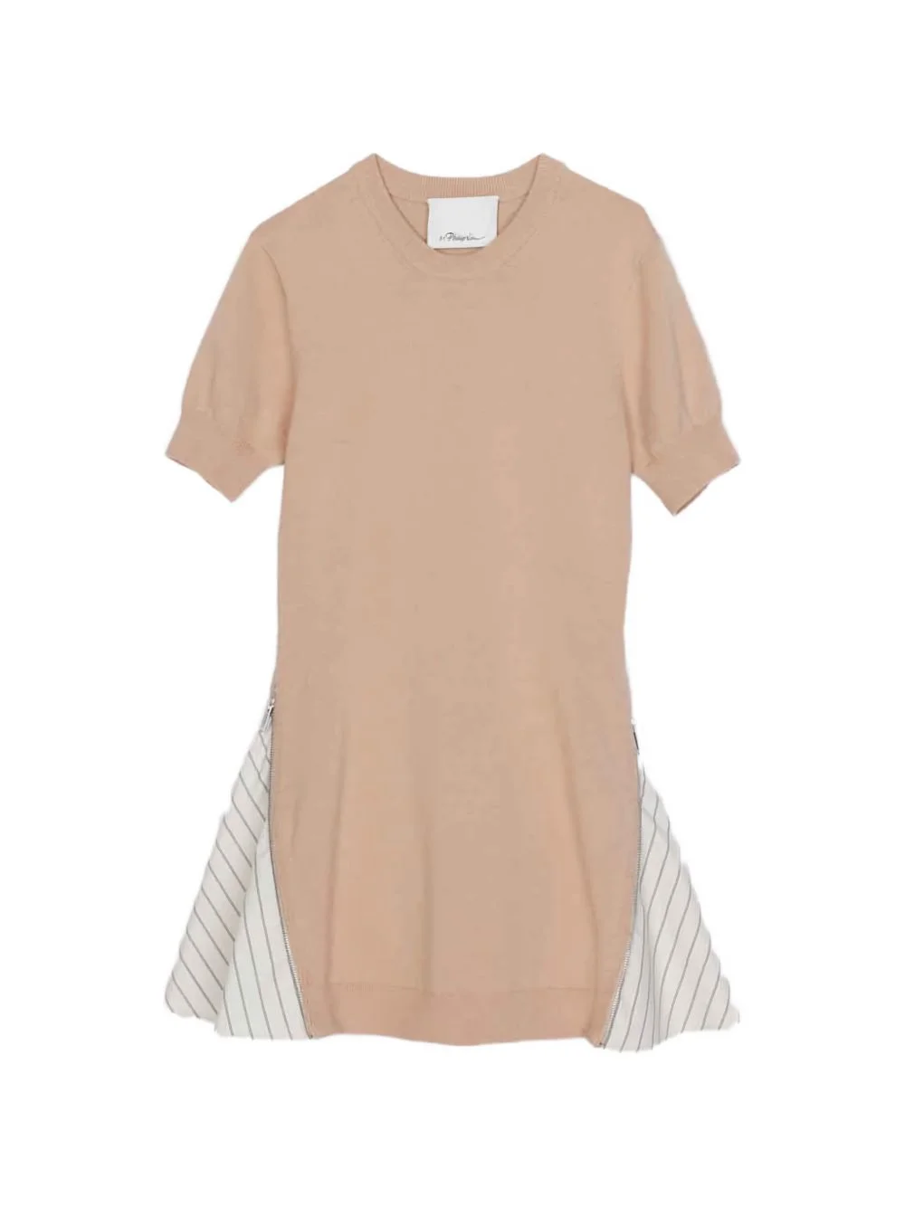 zip-detail striped mini dress - 1