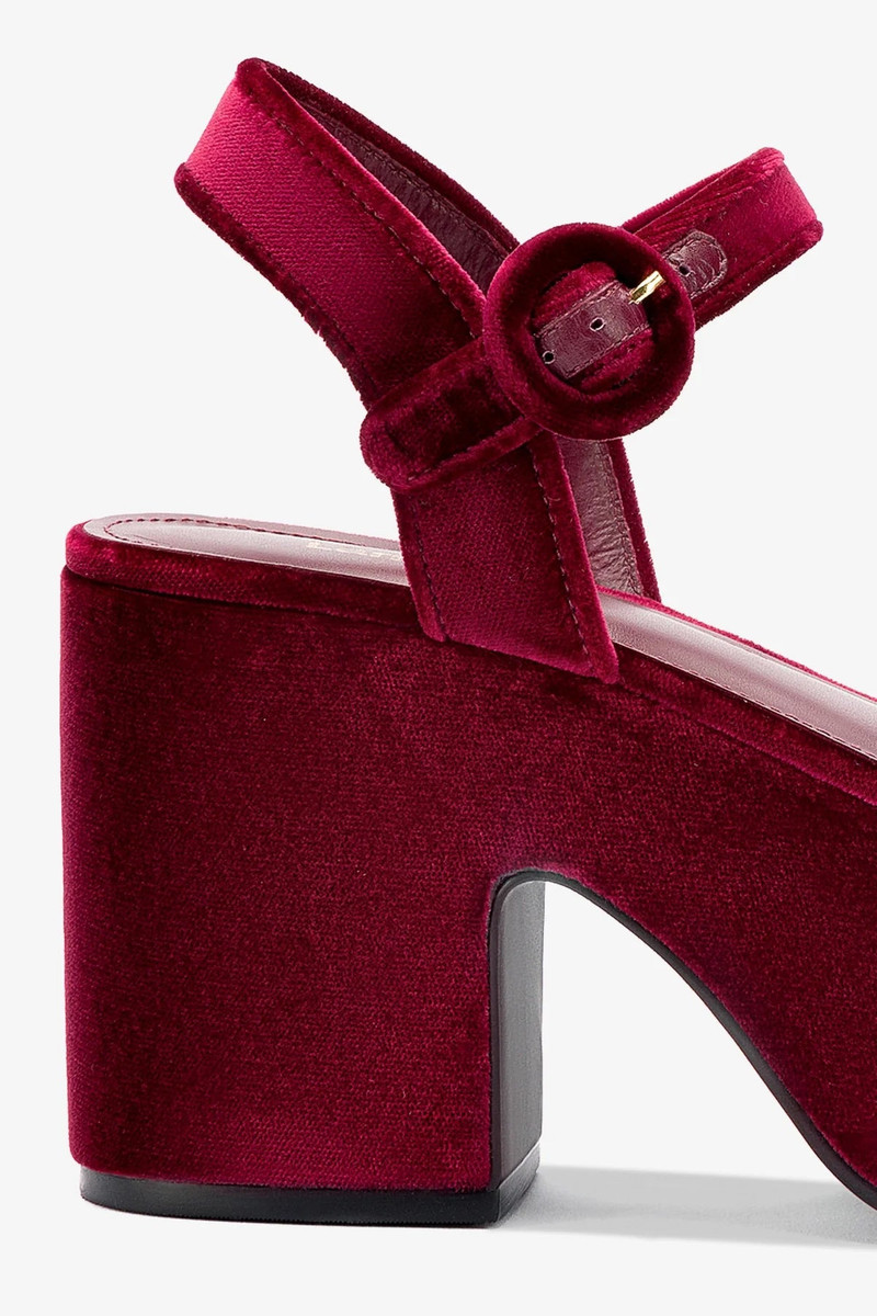 Miso Platform Strap Sandal In Wine Velvet 4