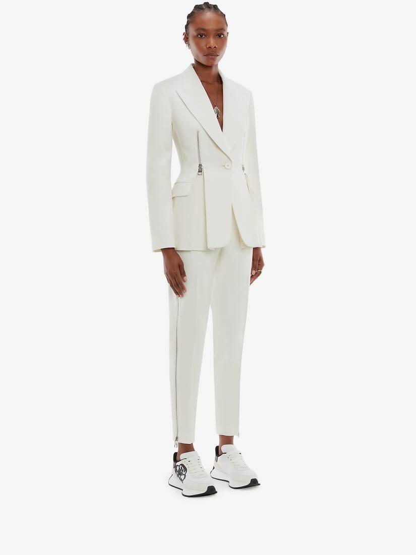 Wool Zip Trouser in Bone - 3