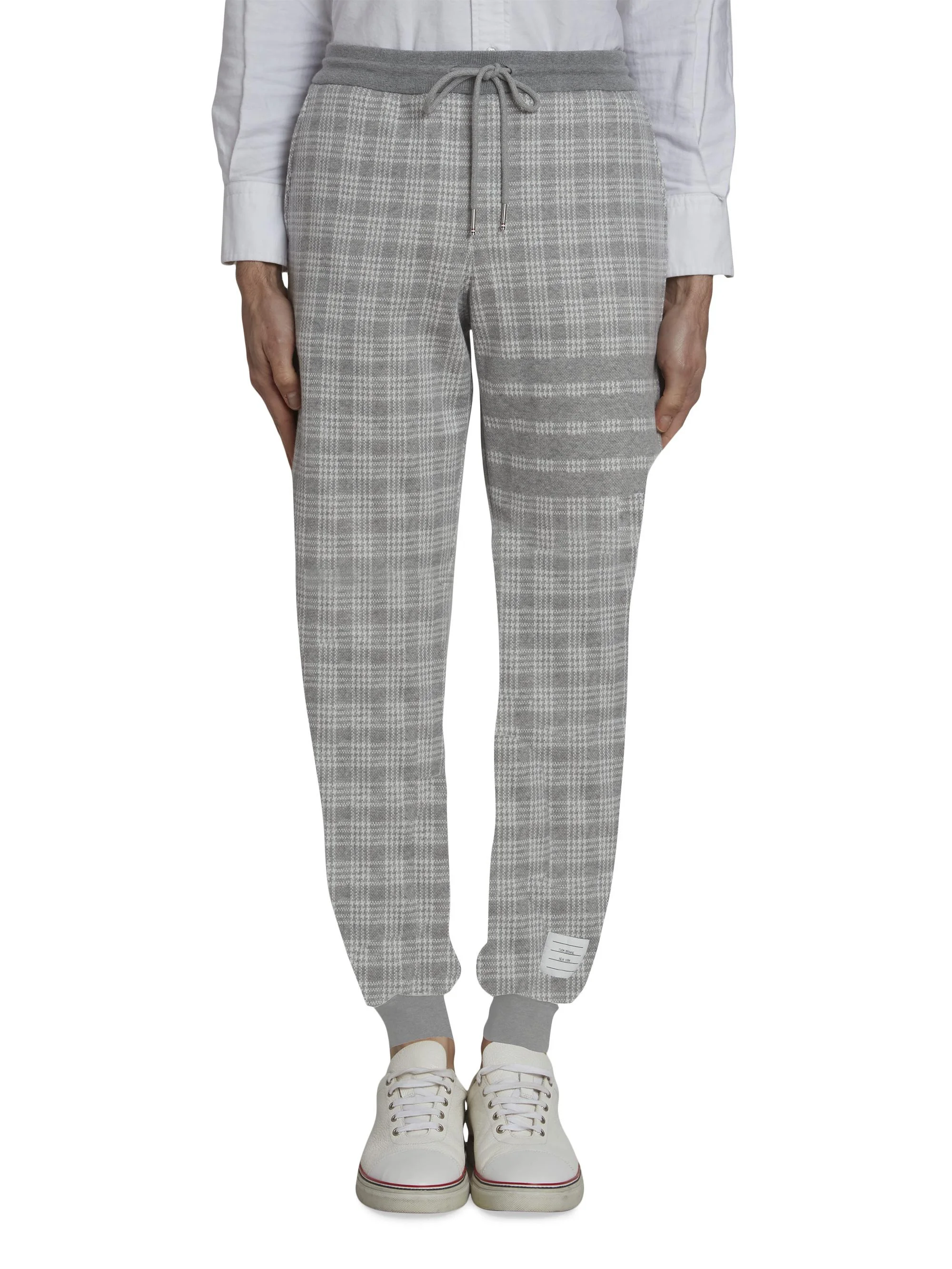 Men's Glen Plaid Joggers - Light Grey - 1