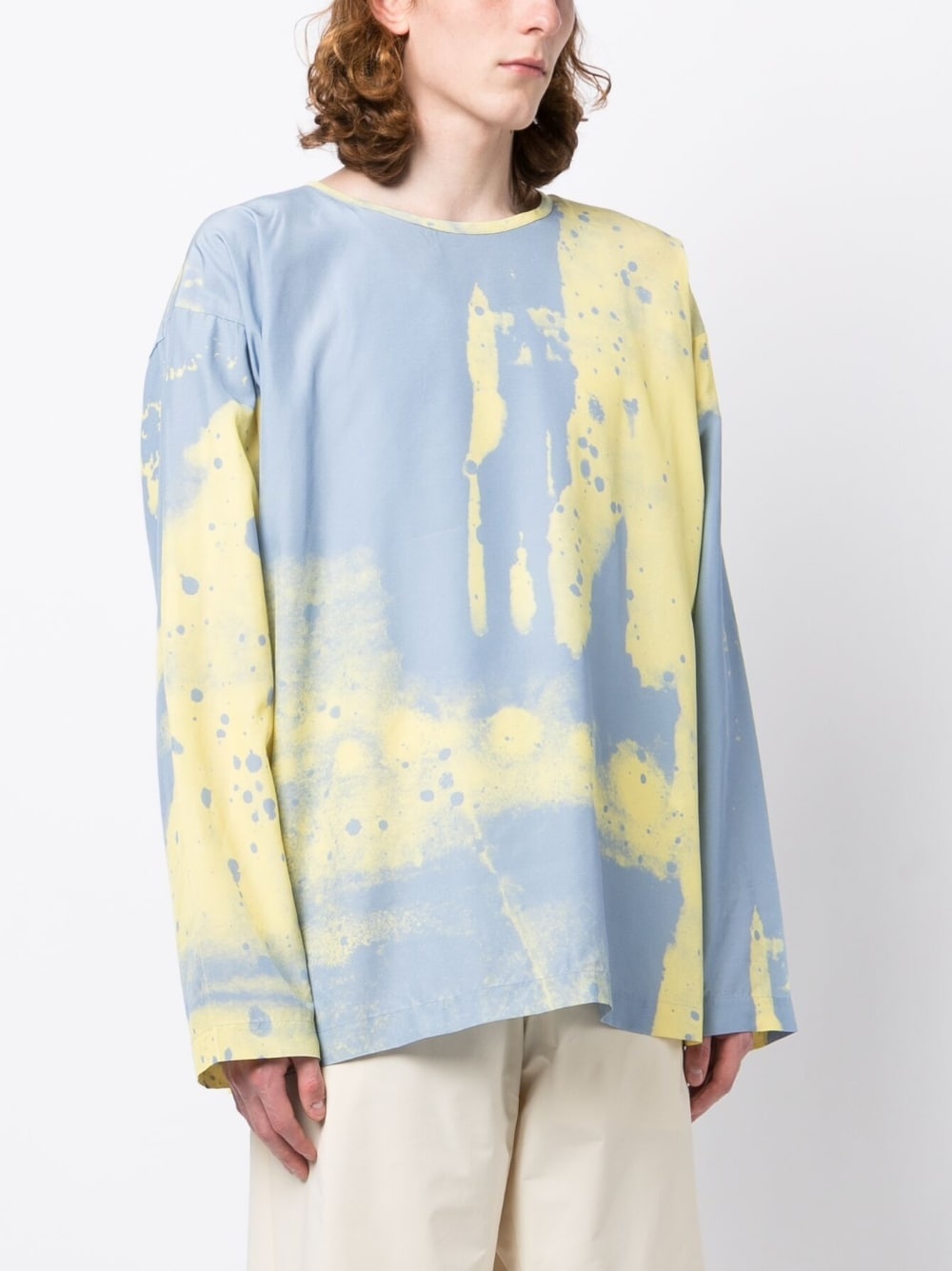 waistband-detail wide-sleeve top - 3