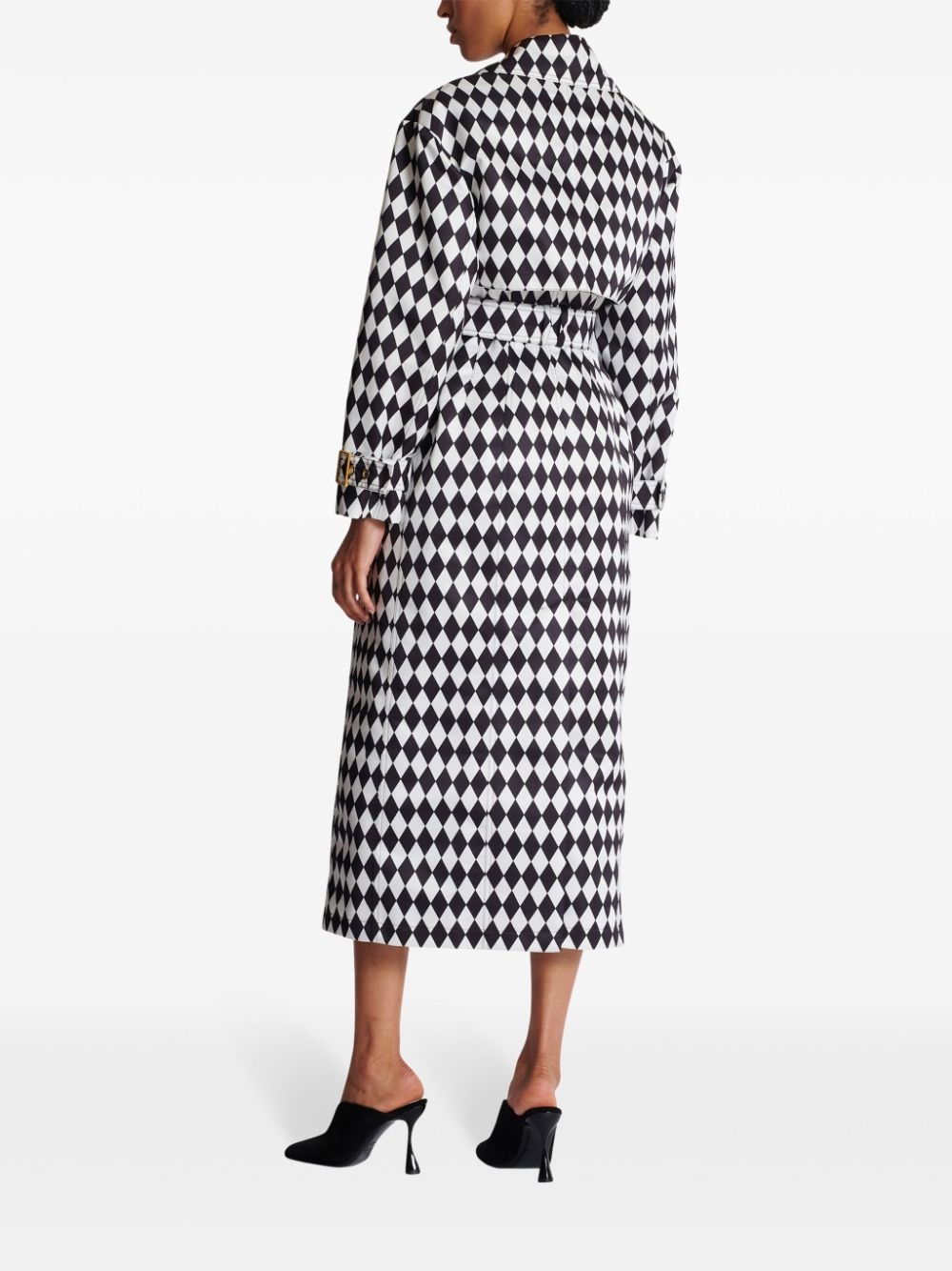 diamond-print belted trench coat - 4