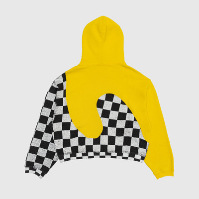 ERL YELLOW CHECK SWIRL KNIT HOODIE outlook