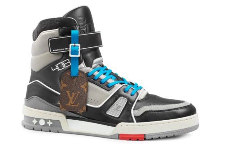 LOUIS VUITTON 408 Paris High Top Sneakers 'Black Grey Blue' 1A7RWZ - 2