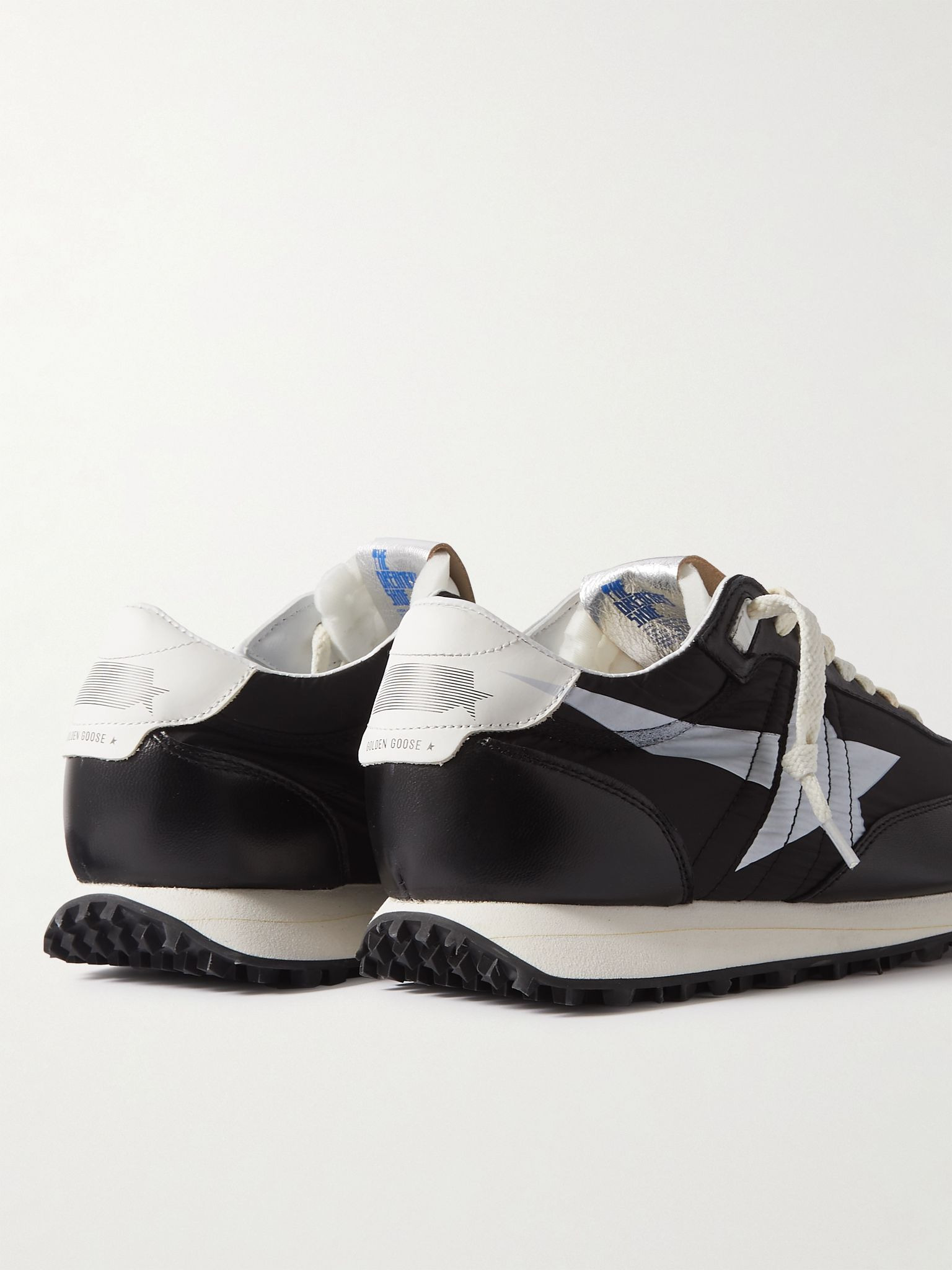 Marathon Leather-Trimmed Nylon Sneakers Black - 5