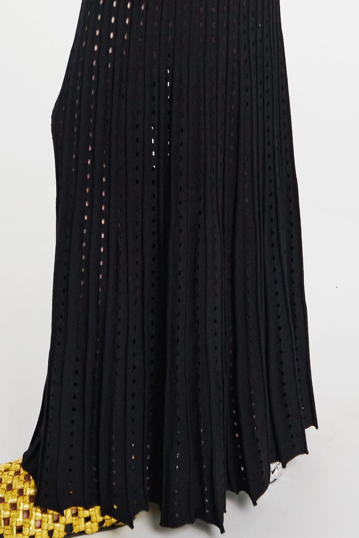 PERFORATED KNIT DRESS WITH LOW V-NECK AND BACK OPENING BLACK - 5