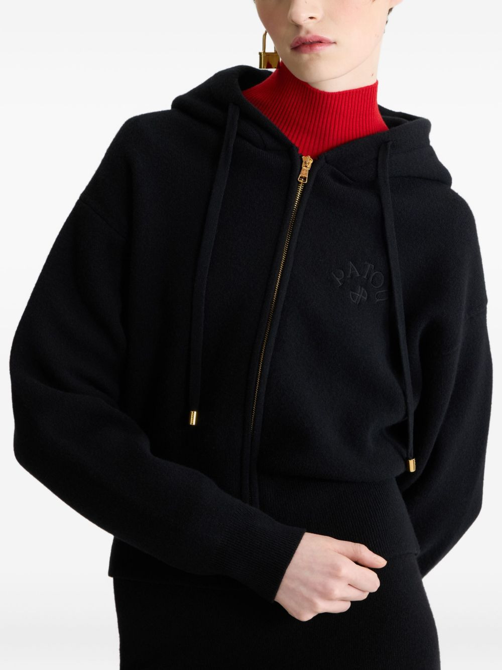 logo-embroidered zip-up hoodie - 4