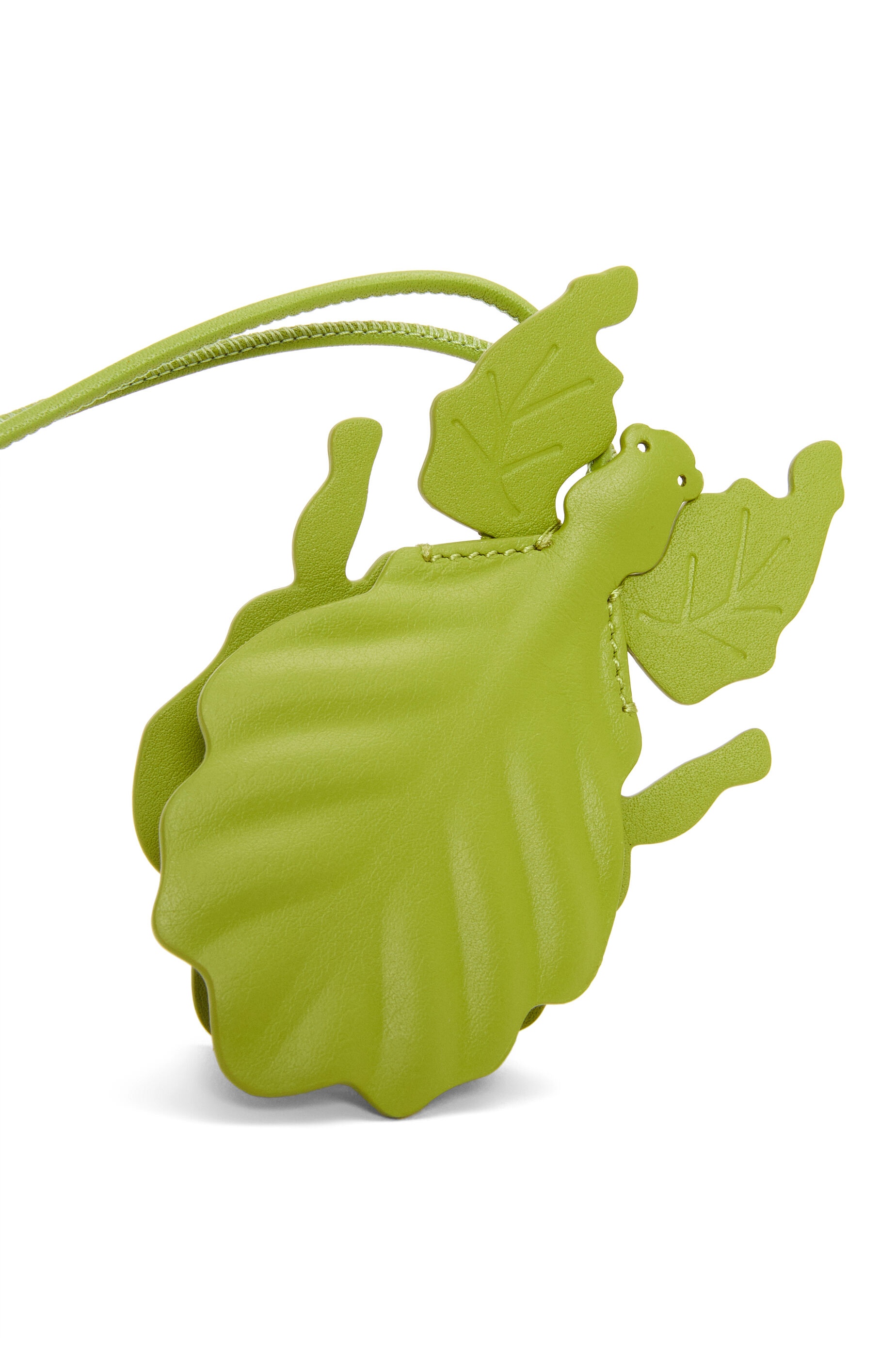 Leaf insect keyfob charm in classic calfskin - 2