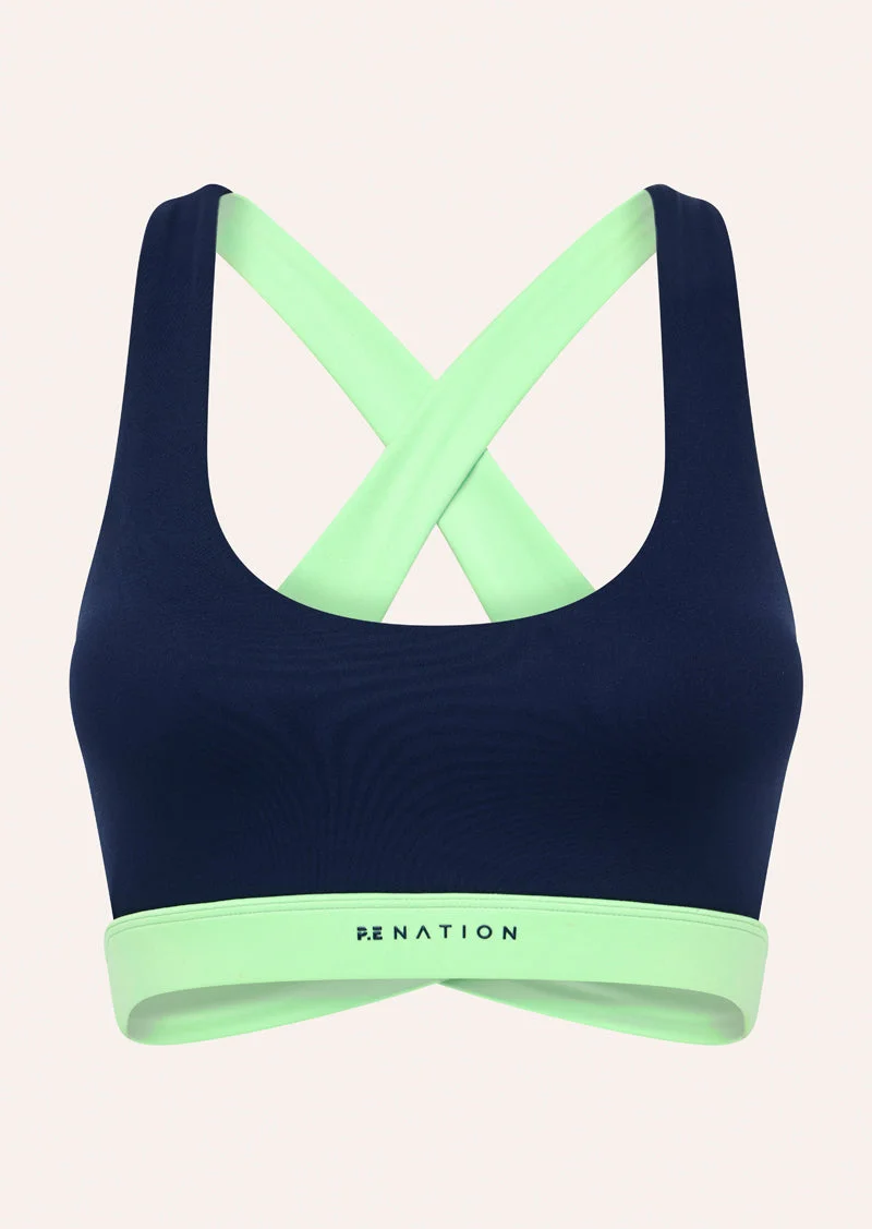 CURVE SPORTS BRA IN DARK NAVY & KIWI GREEN - 1