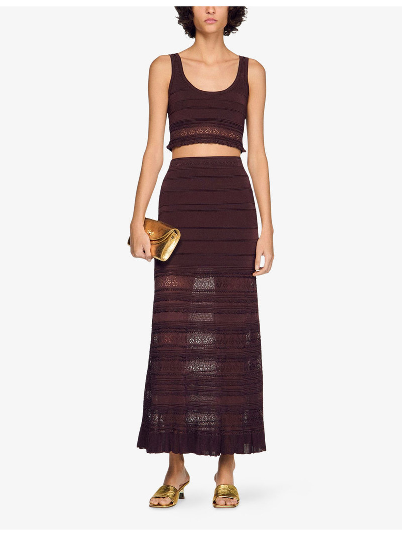 Sandro High-Rise Pointelle knitted Maxi Skirt outlook