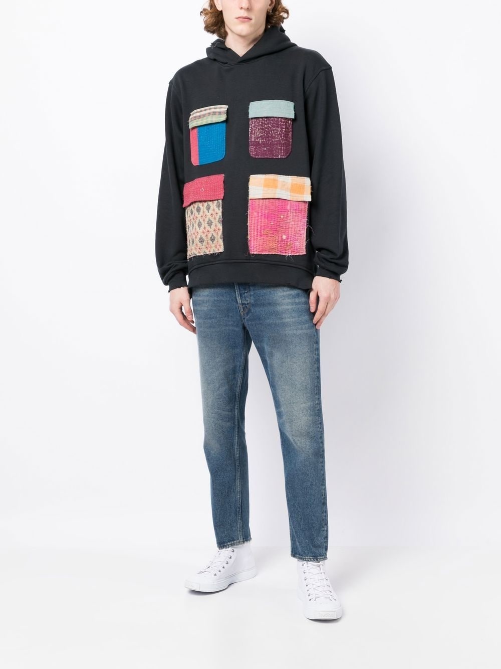 patchwork cotton hoodie - 2