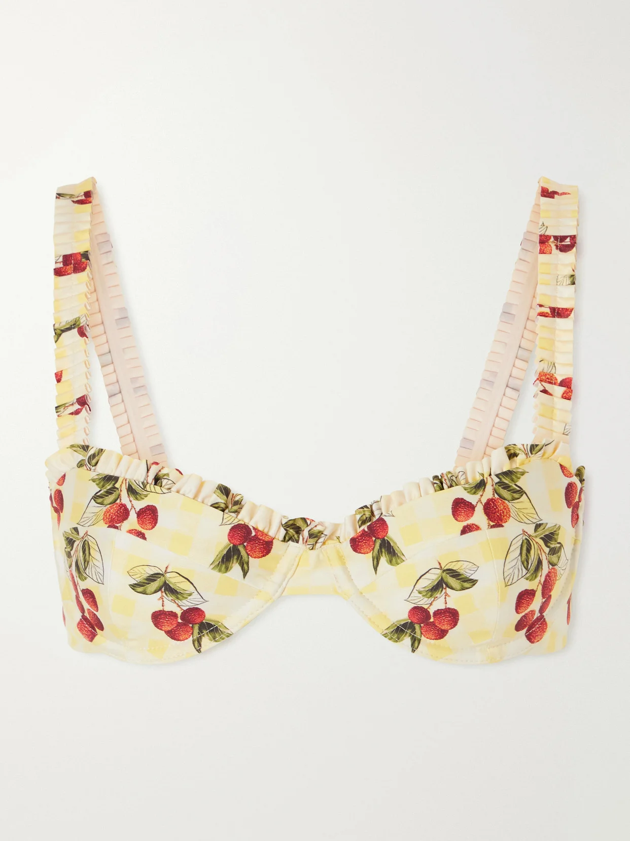 Agraz Printed Checked Bikini Top - 1
