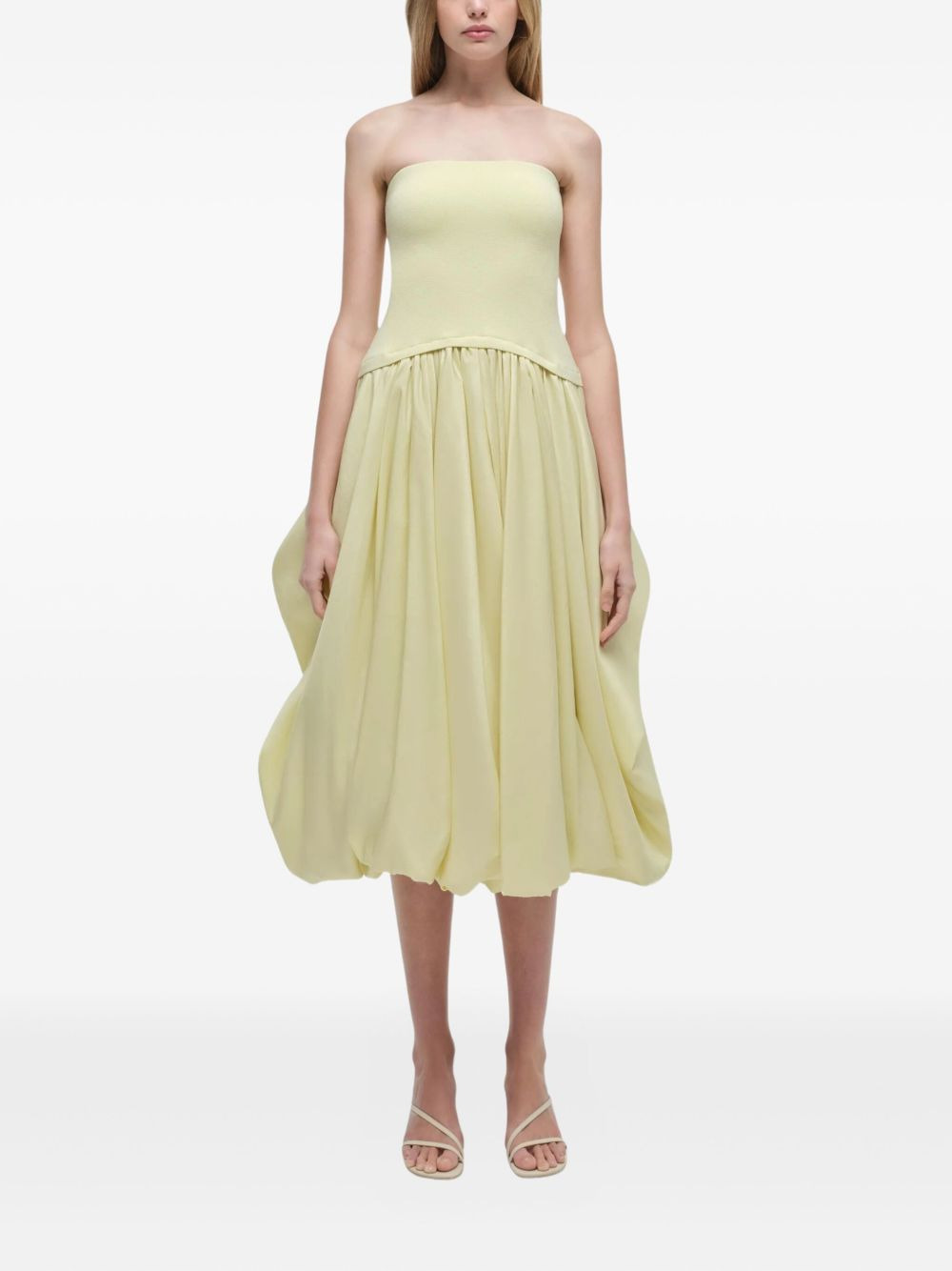 strapless balloon-skirt midi day dress - 2