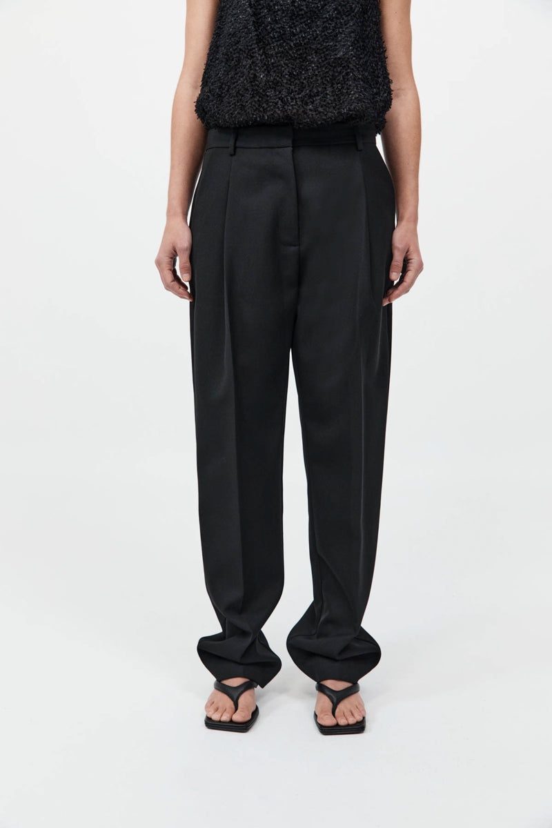 Tailored Pleat Pants - Black - 3