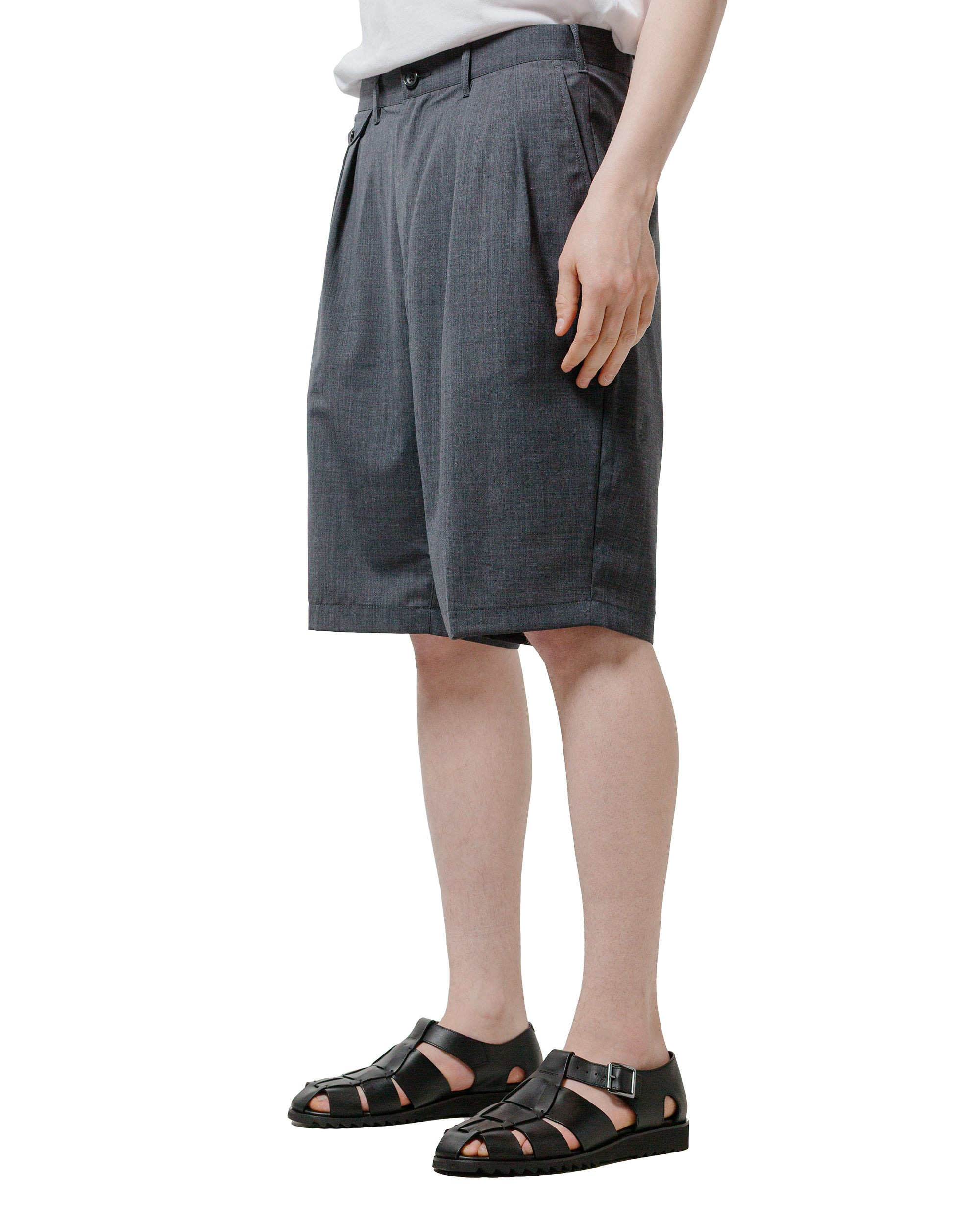 2Pleats Shorts Wool Tropical Charcoal Grey - 2
