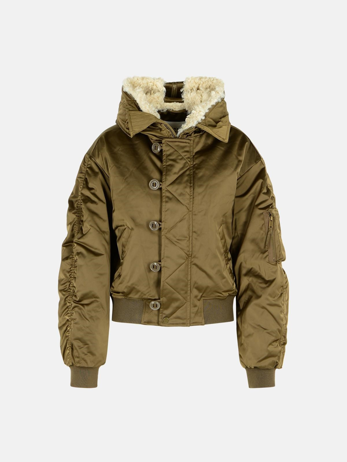 ELISA' KHAKI POLYESTER COAT - 1