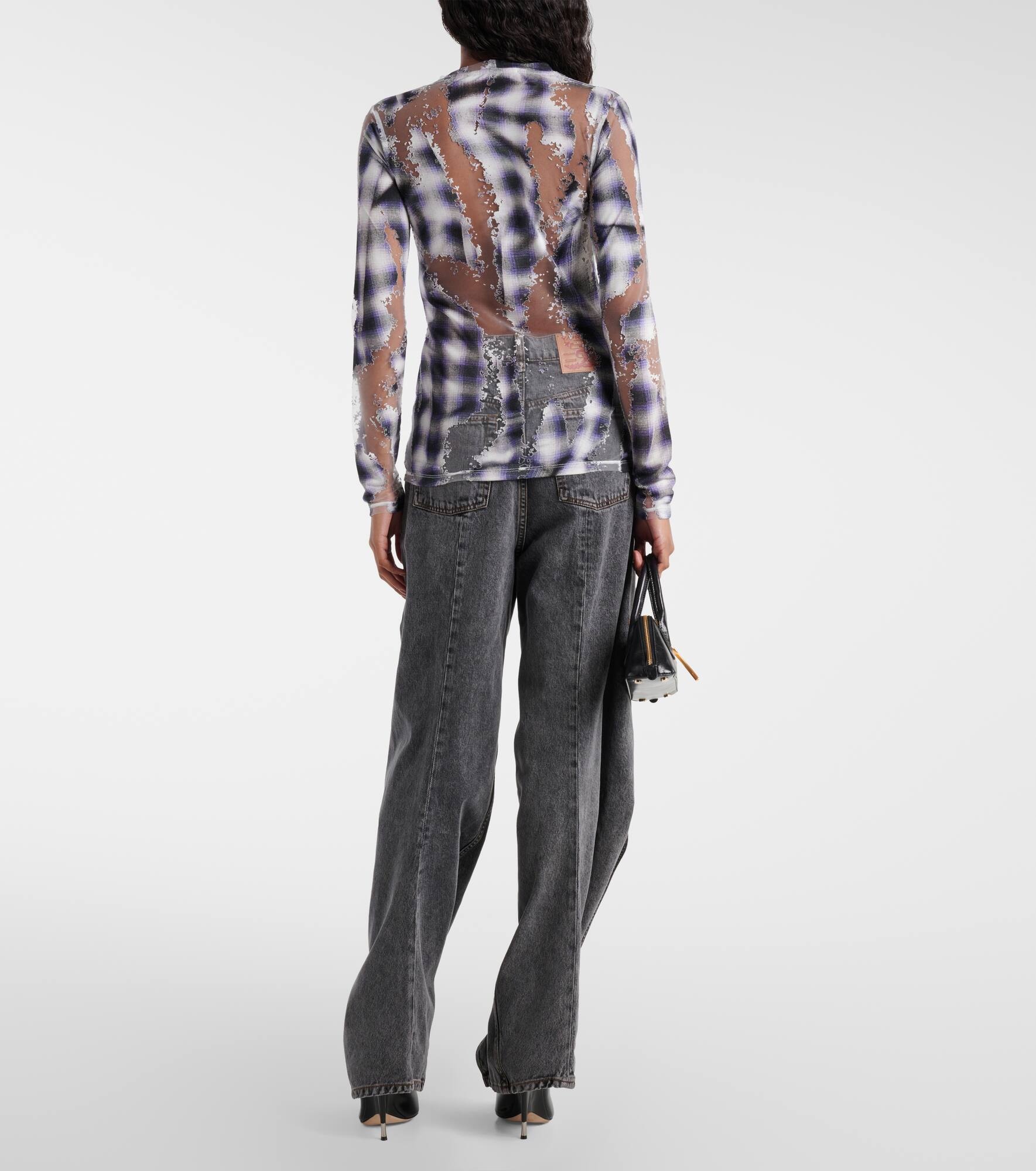 Checked sheer devoré top - 3