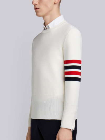 Thom Browne Whitemilano Stitch Finemerino Wool 4-bar Crew Neck Pullover outlook