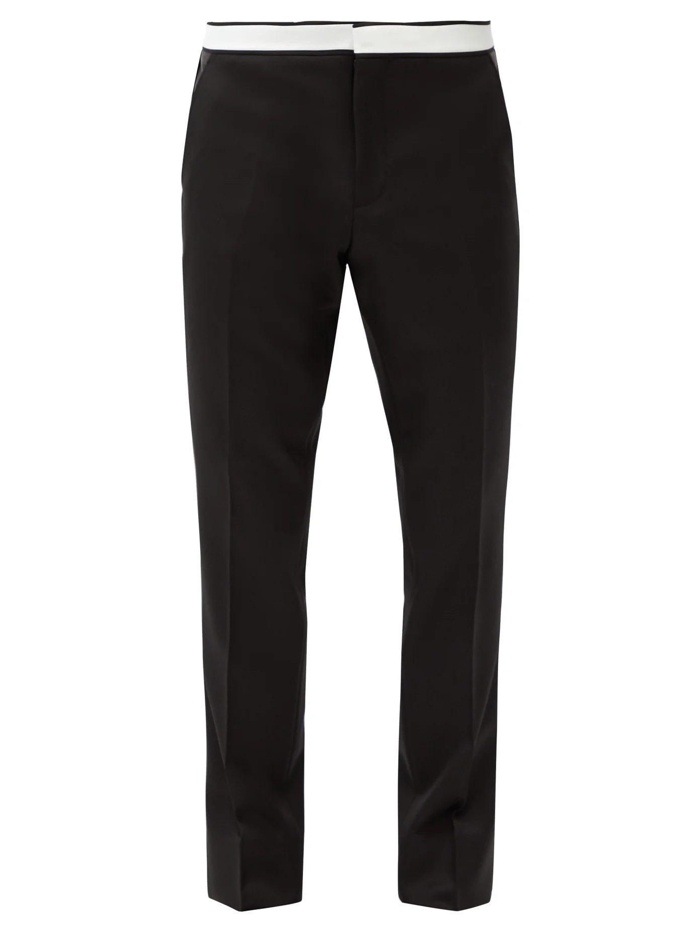 Leather-panelled wool-crepe trousers - 1