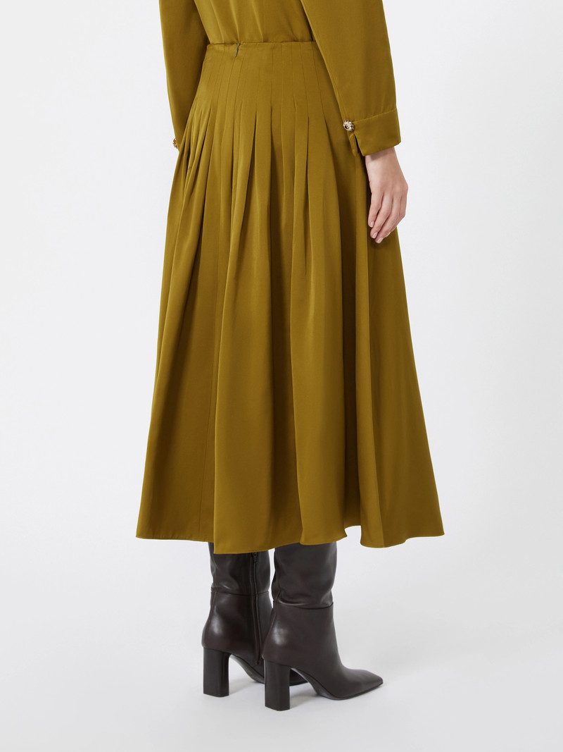 VALLE Cotton-blend satin flared skirt - MUSTARD 4