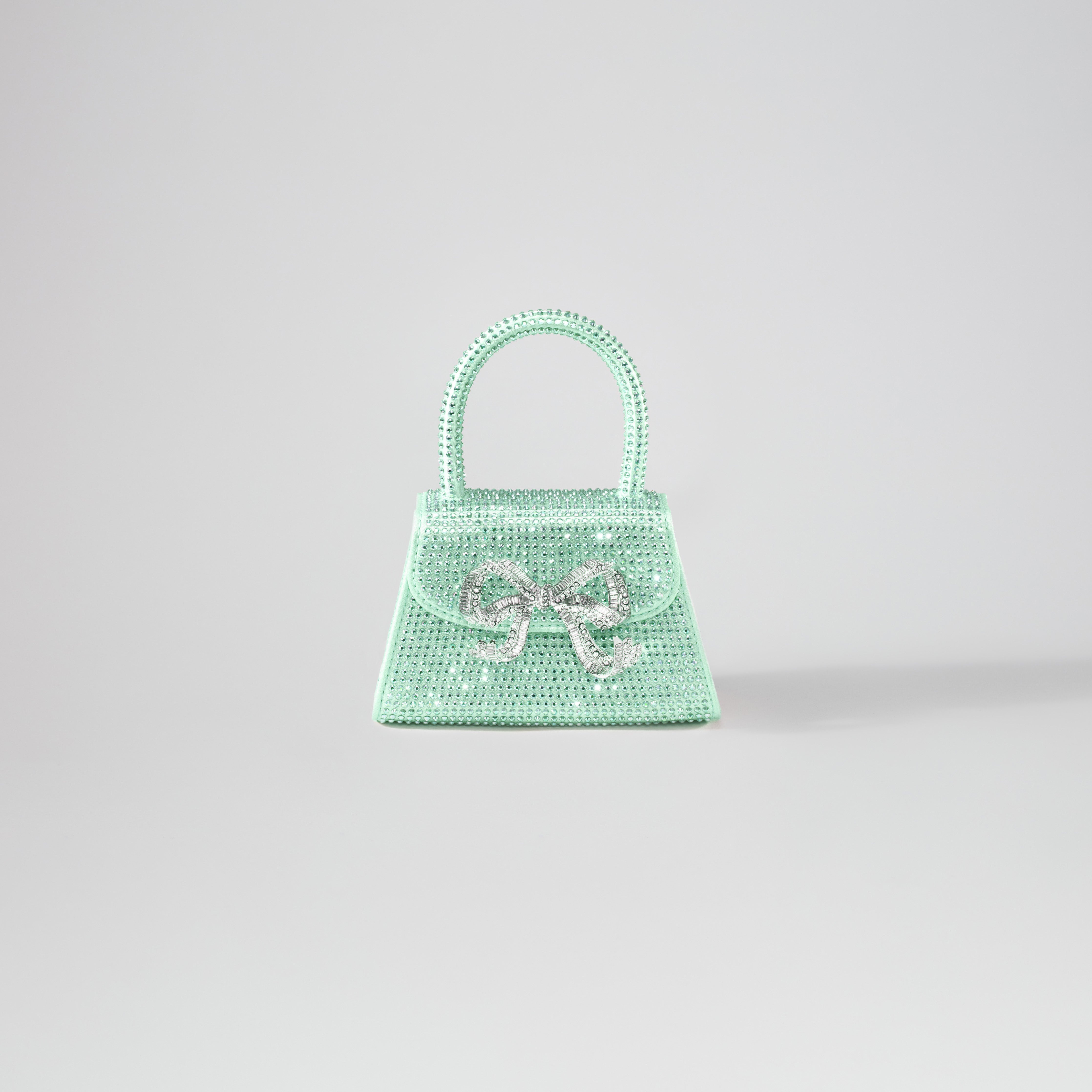 Green Rhinestone Micro Bow Bag - 1
