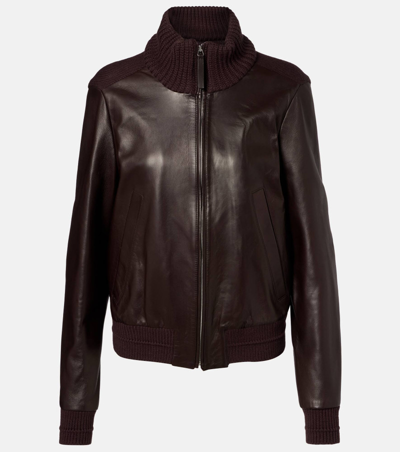 Elenora wool-trimmed leather jacket 1