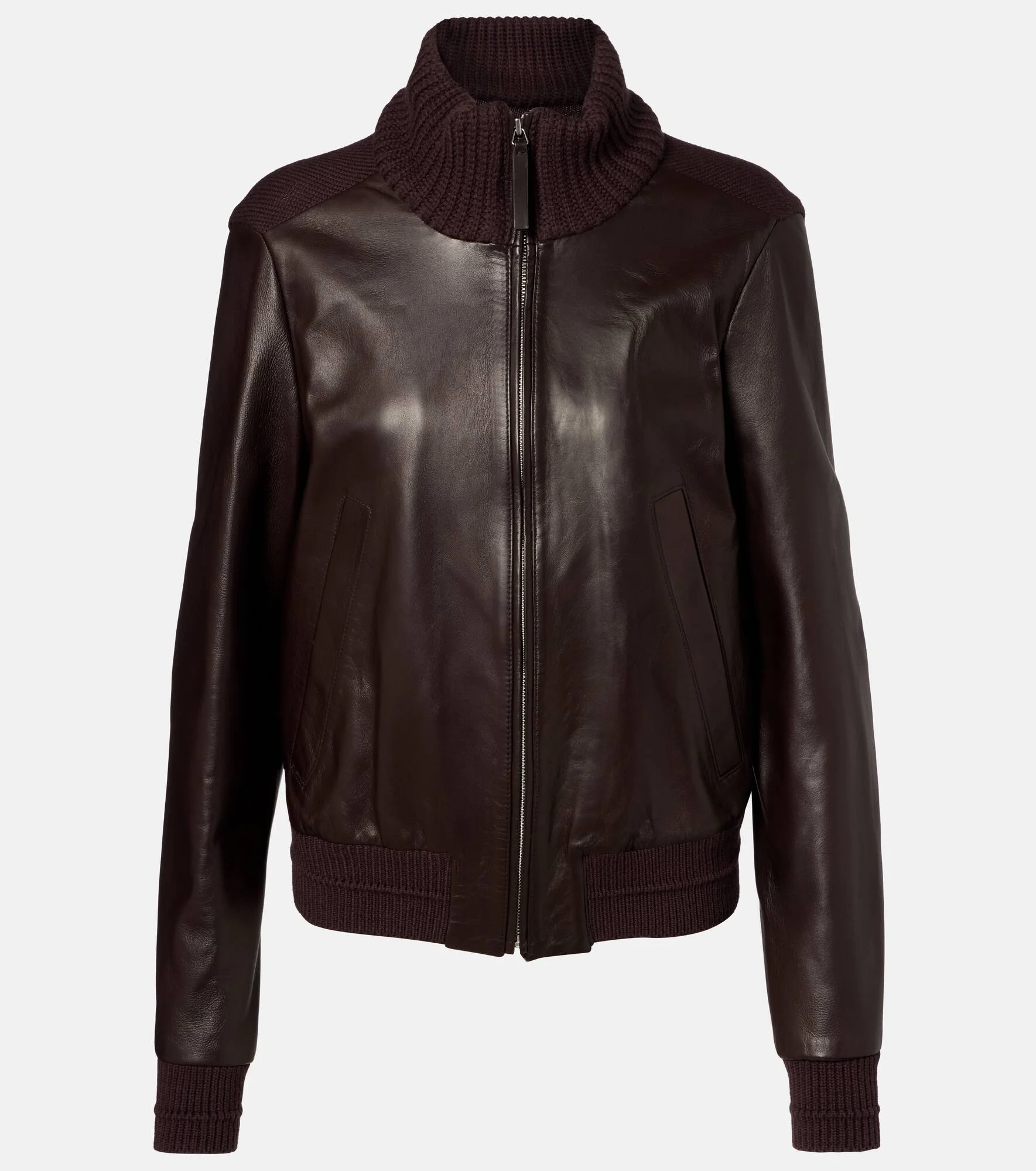 Elenora wool-trimmed leather jacket - 1