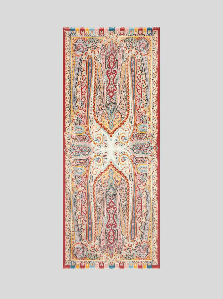 WOOL AND SILK SCARF WITH MULTICOLOURED PRINT - 2