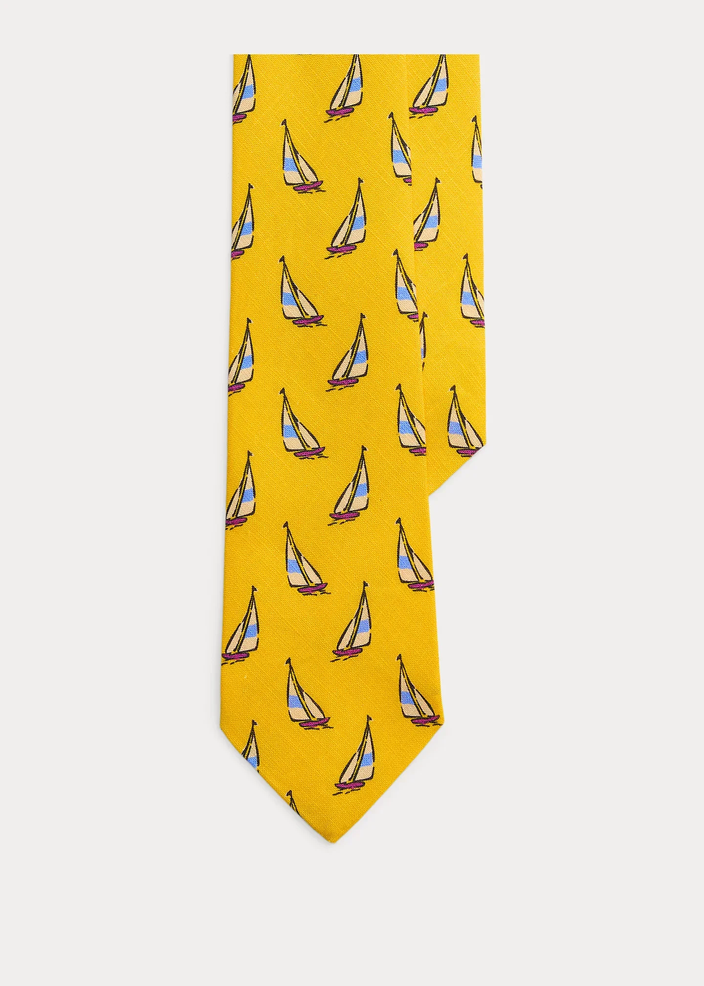 Sailboat-Print Linen Tie - 1