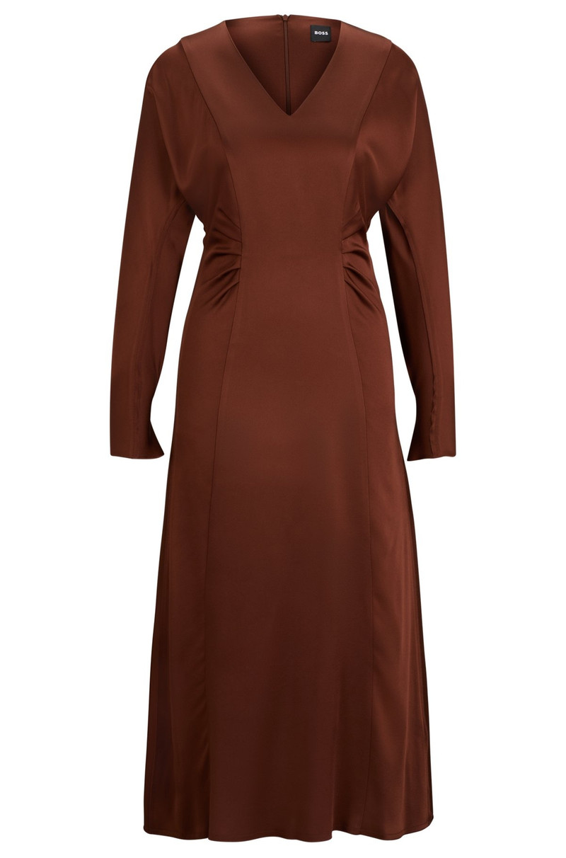 GATHERED-DETAIL REGULAR-FIT DRESS IN SOFT SATIN 1