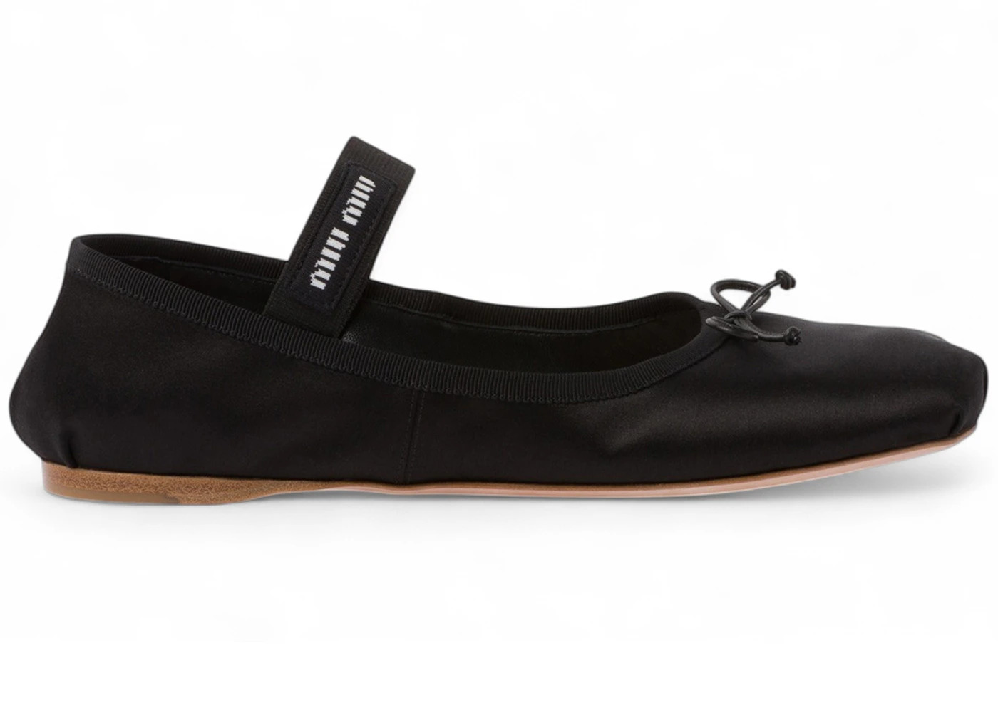 Miu Miu Satin Ballerinas Black Gum (Women's) - 1