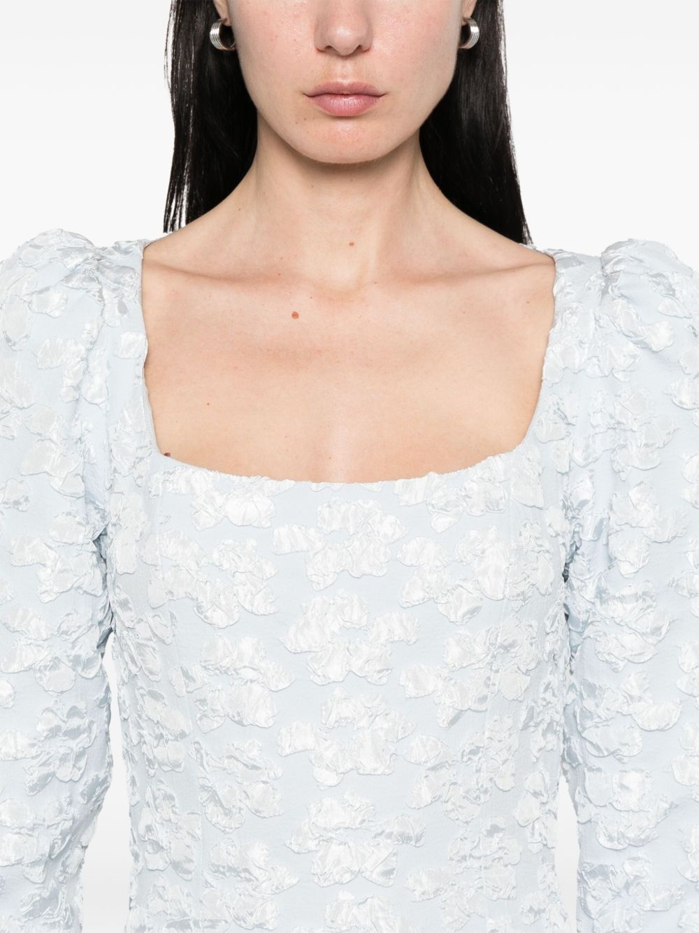 jacquard long-sleeve mini dress - 5