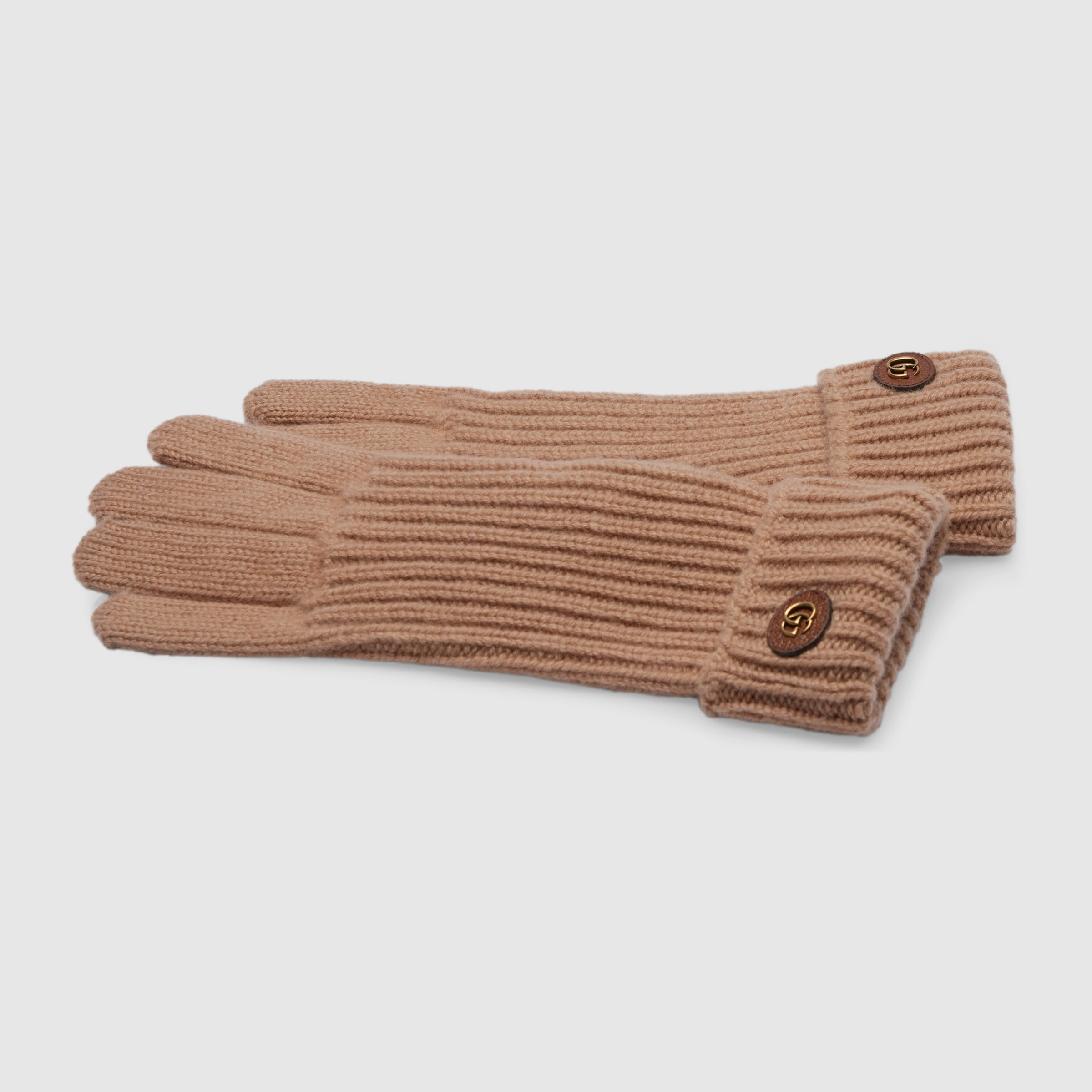 Wool cashmere gloves with Double G - 2