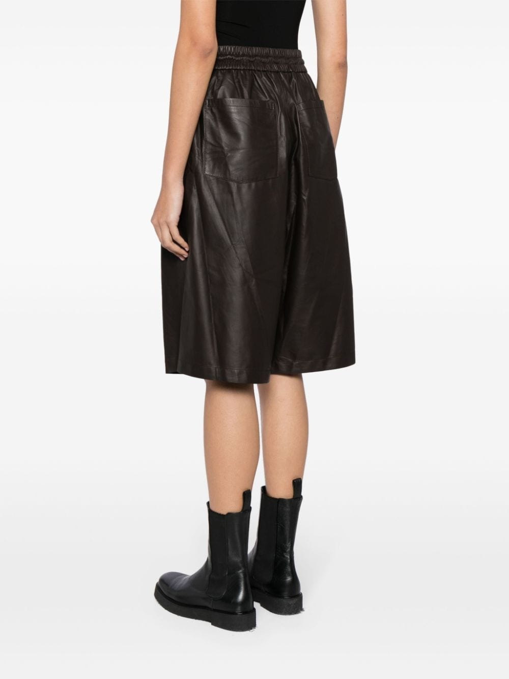knee-length leather shorts - 4