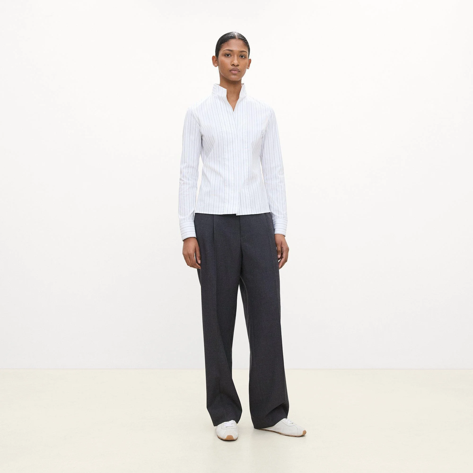 Tailored Shirt in Striped Poplin - 1