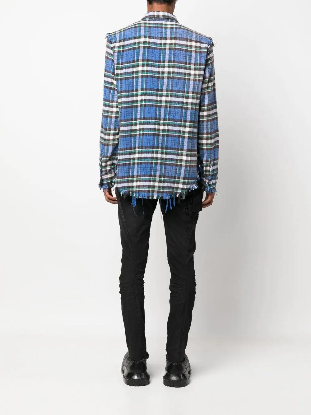 bleached-distressed plaid shirt - 5