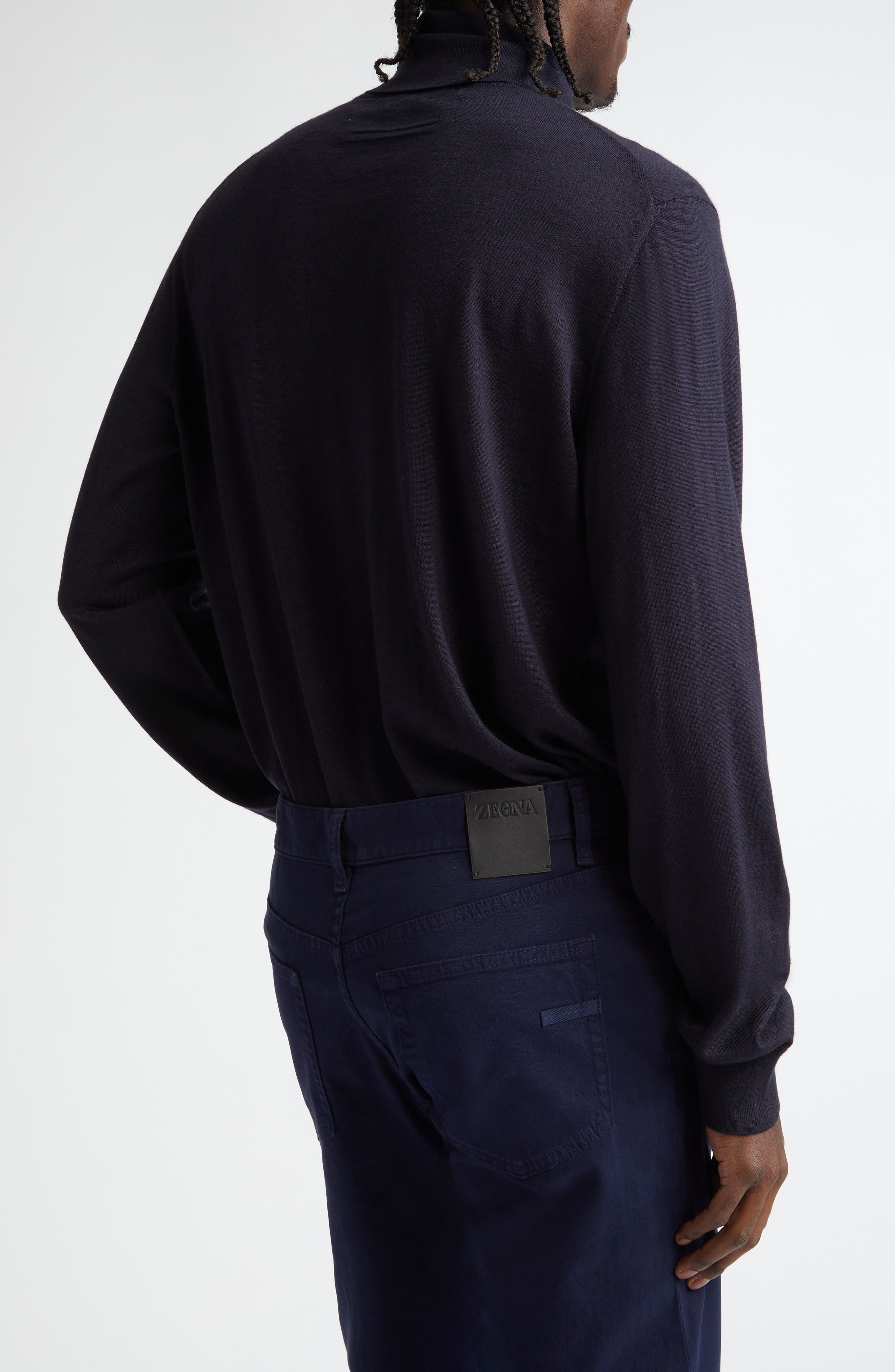 ZEGNA Casheta Cashmere & Silk Turtleneck Sweater in Navy at Nordstrom - 2