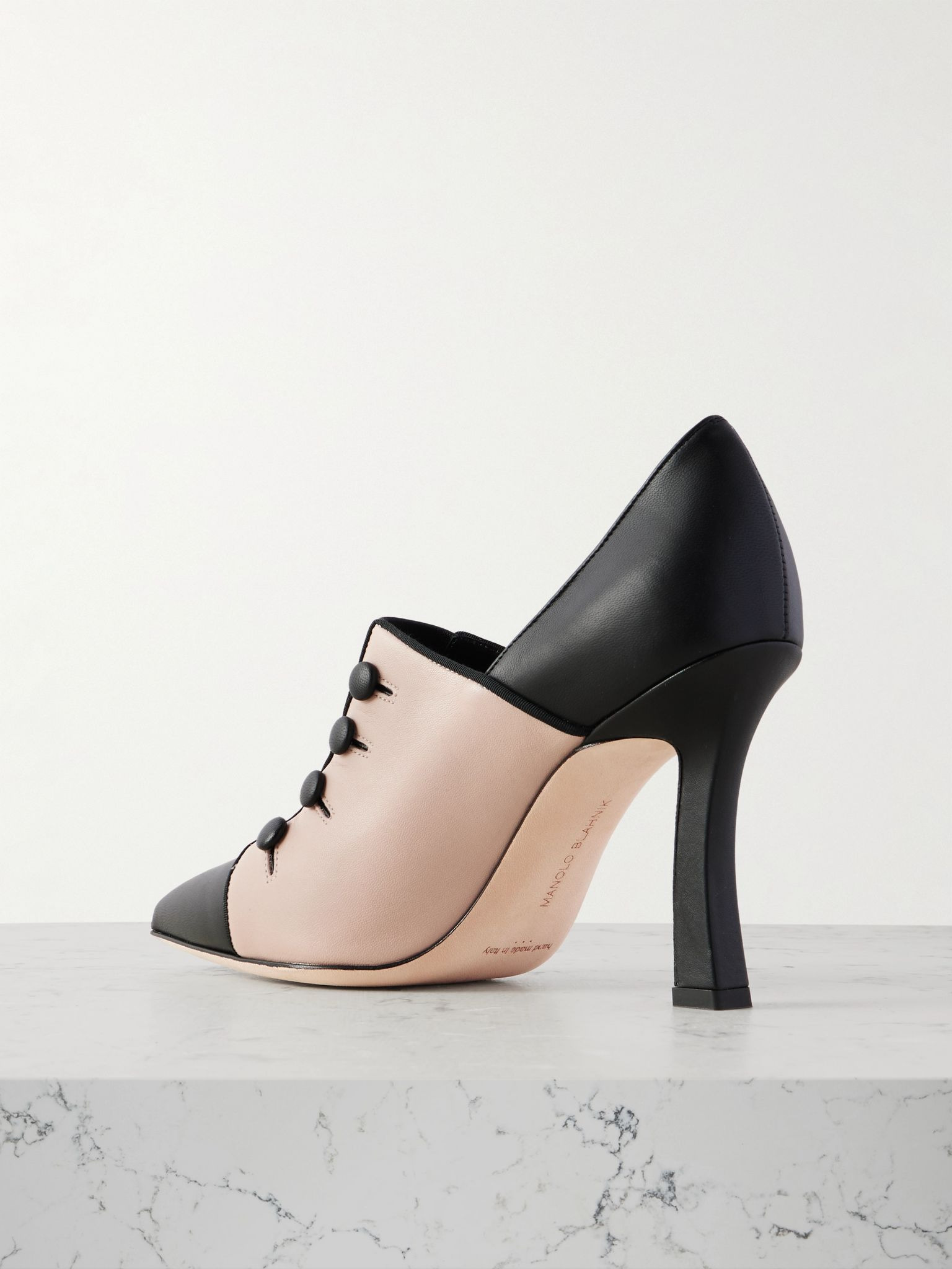 Sisygambis 105 button-embellished two-tone leather pumps Beige - 3