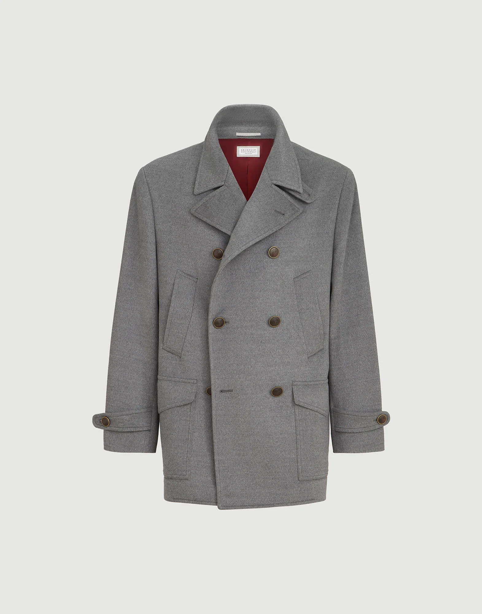 Virgin wool cloth four-pocket pea coat - 1